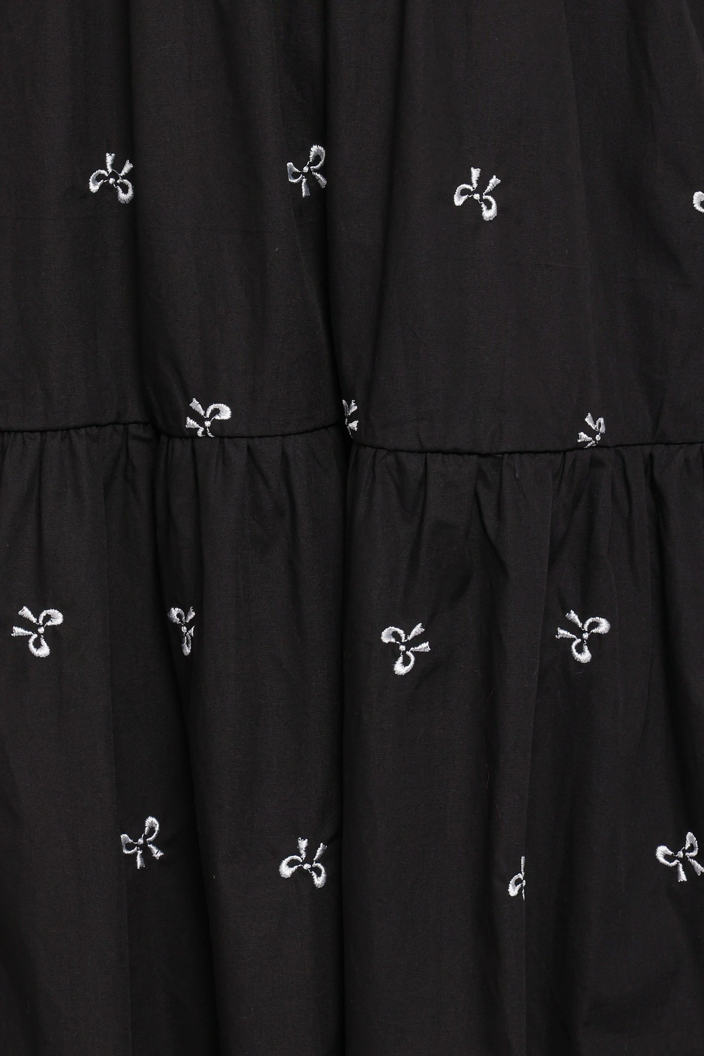 Naura Shirred Tiered Midi Dress - Black Bow