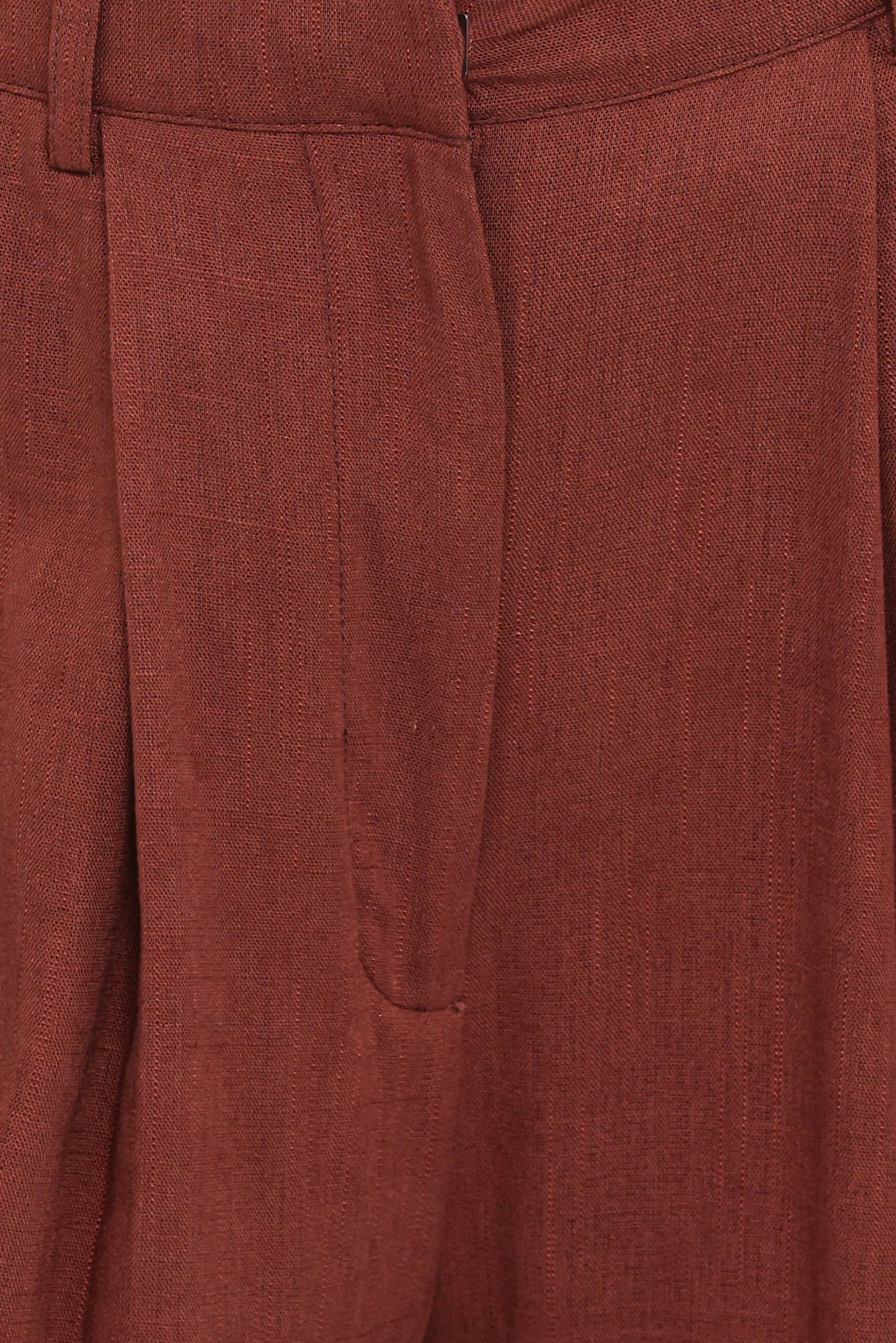 Elinor Cuffed Linen Pant - Brown