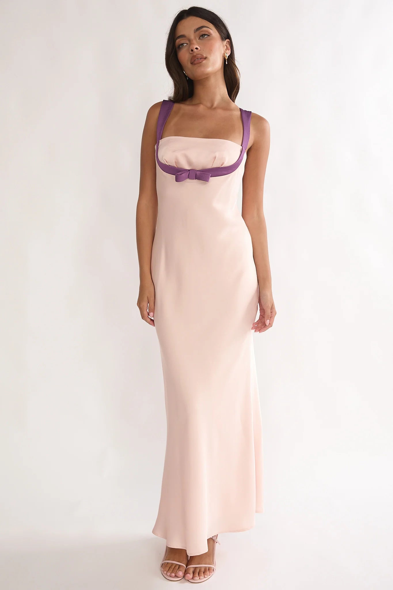 Elowra Bow Bust Maxi Dress Pink