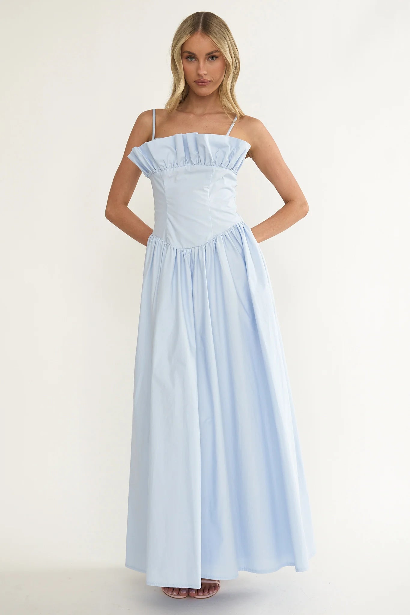 Pailin Frill Bust Maxi Dress Blue