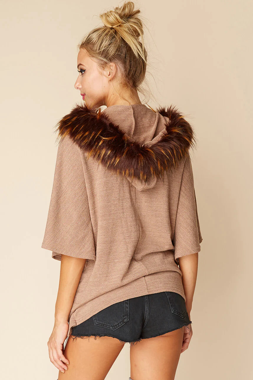 Sarie Faux Fur Sweater Mocha
