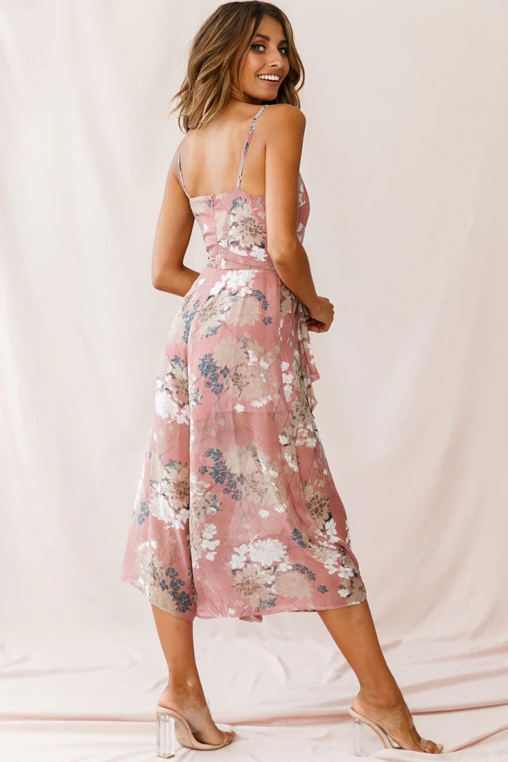 Constance Thin Strap Midi Jumpsuit Rose