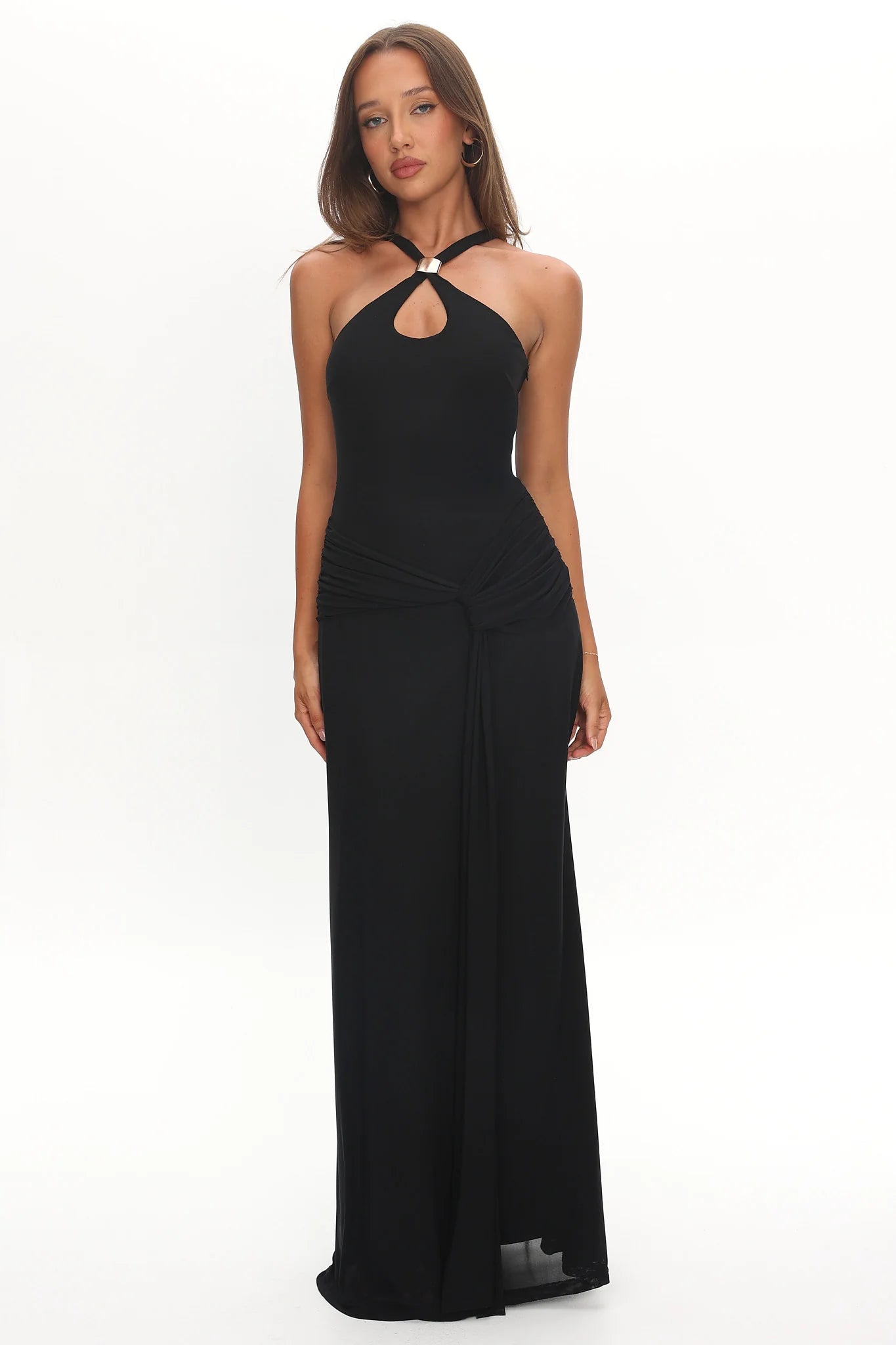 Cresida Keyhole Racerback Maxi Dress Black