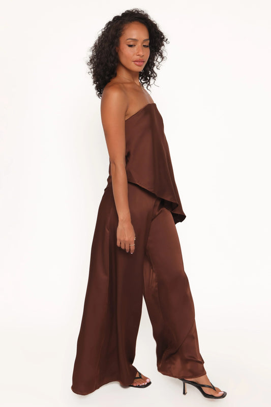 Charmer Wide Leg Pant - Dark Brown