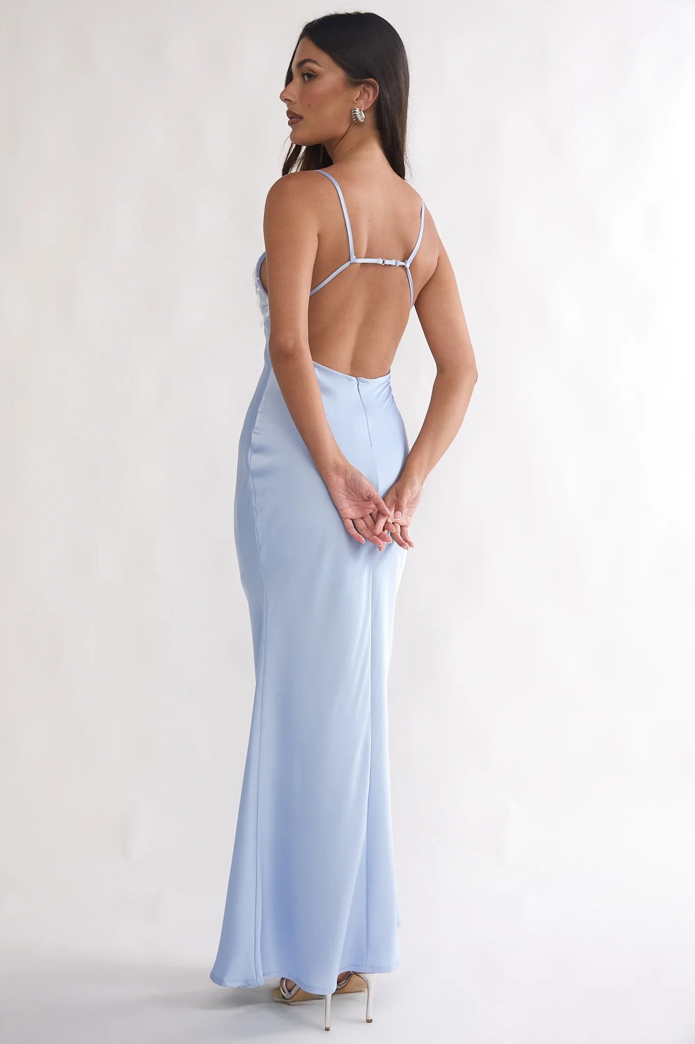 Brynn Sequin Bust Open Back Maxi Dress Blue