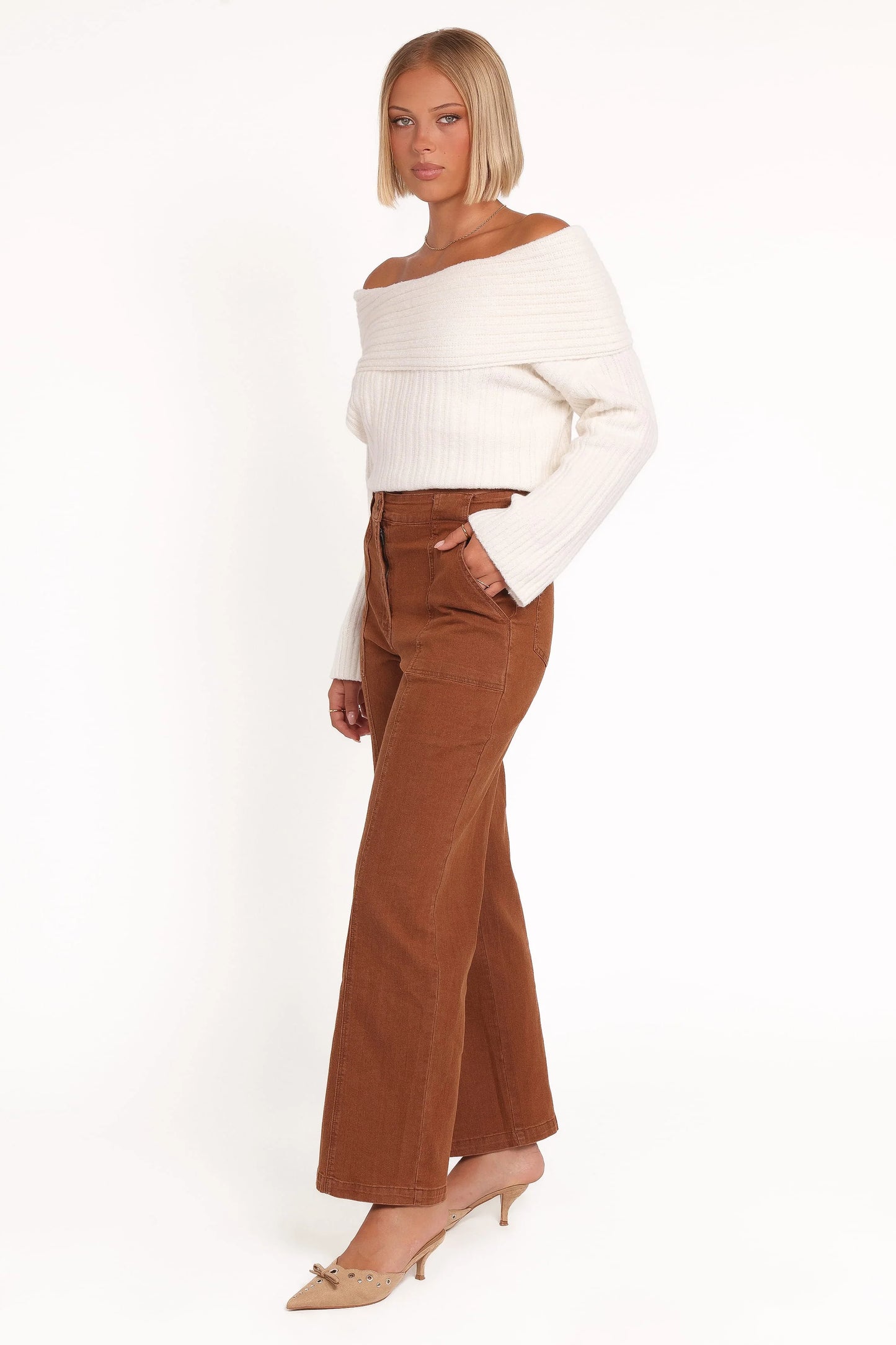 Hayes Wide Leg Pant - Mocha Brown