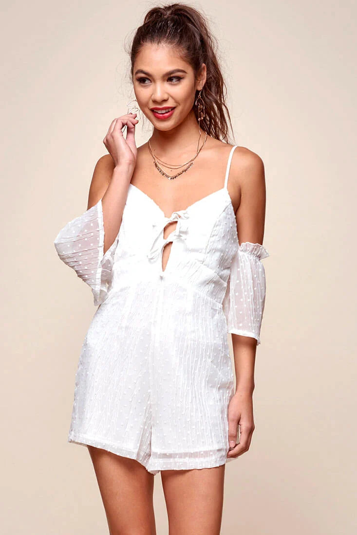 Souza Sheer Overlay Textured Romper White