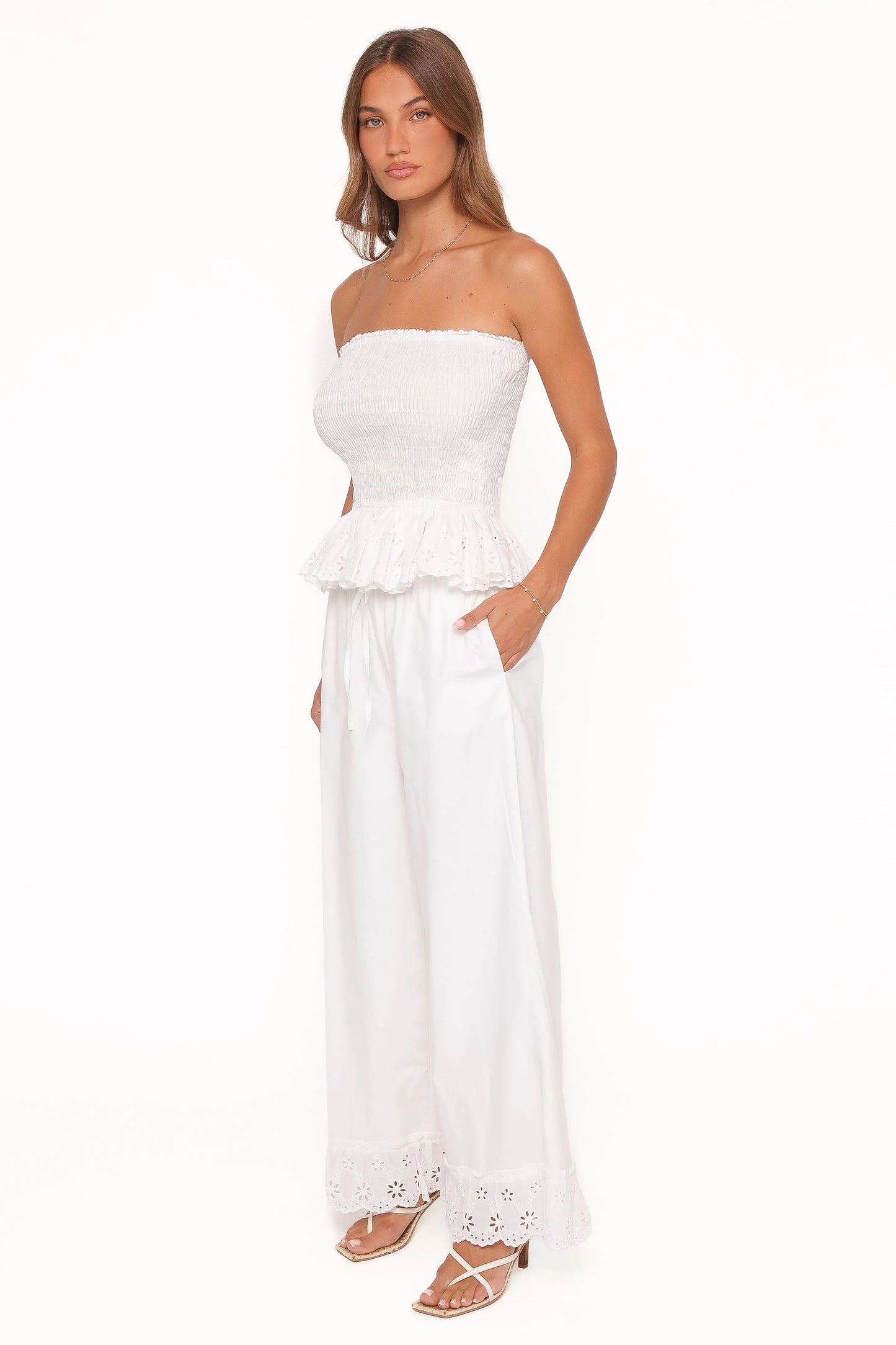 Eliska Frill Hem Pant - White