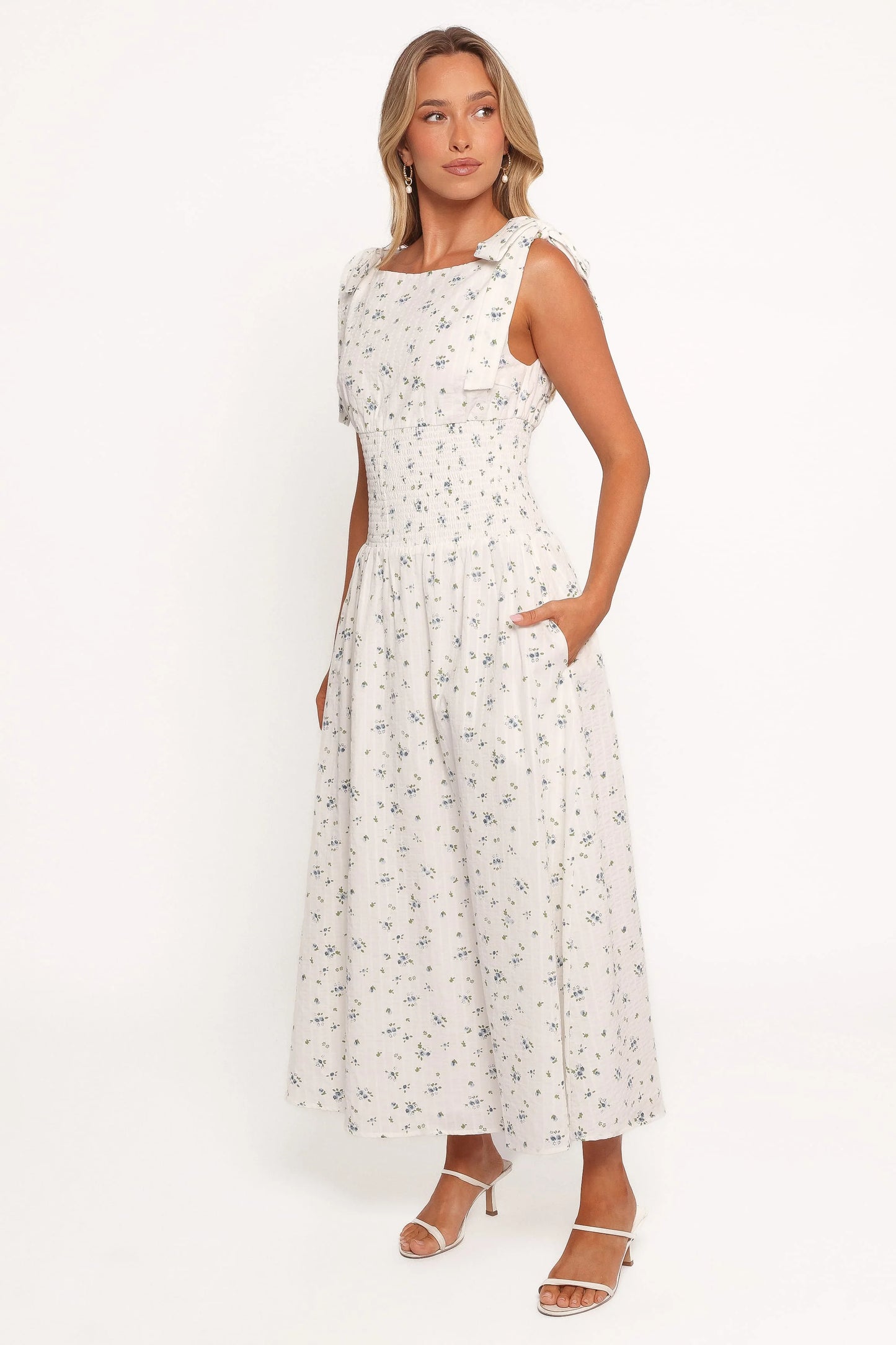 Leticia Midi Dress - Blue Ditsy Floral