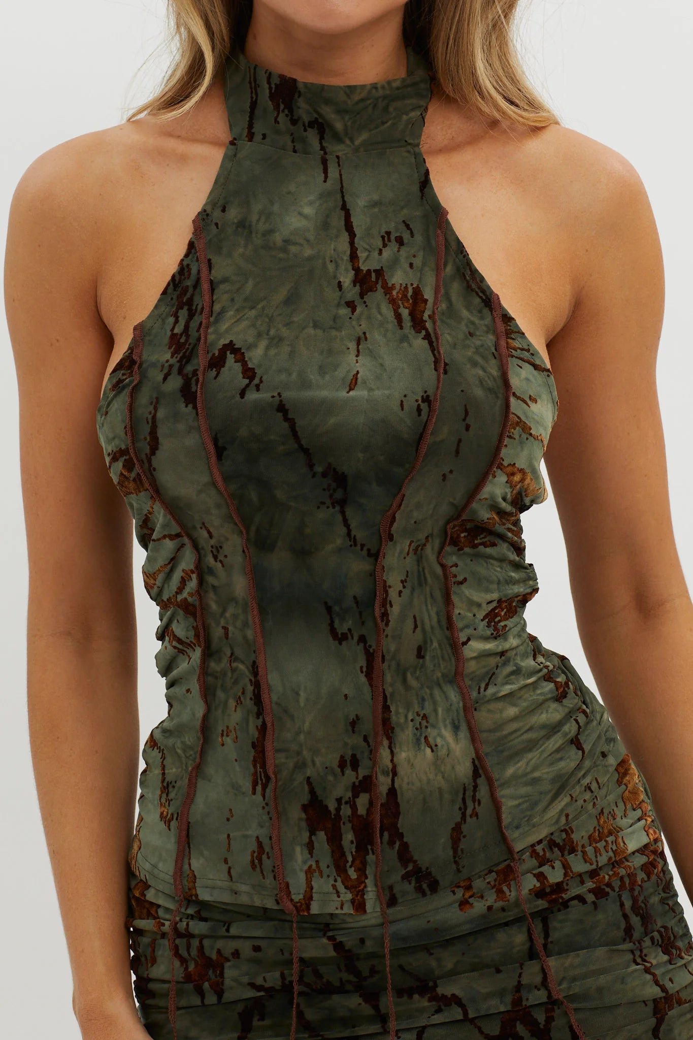 Branson Backless Halter Top Olive