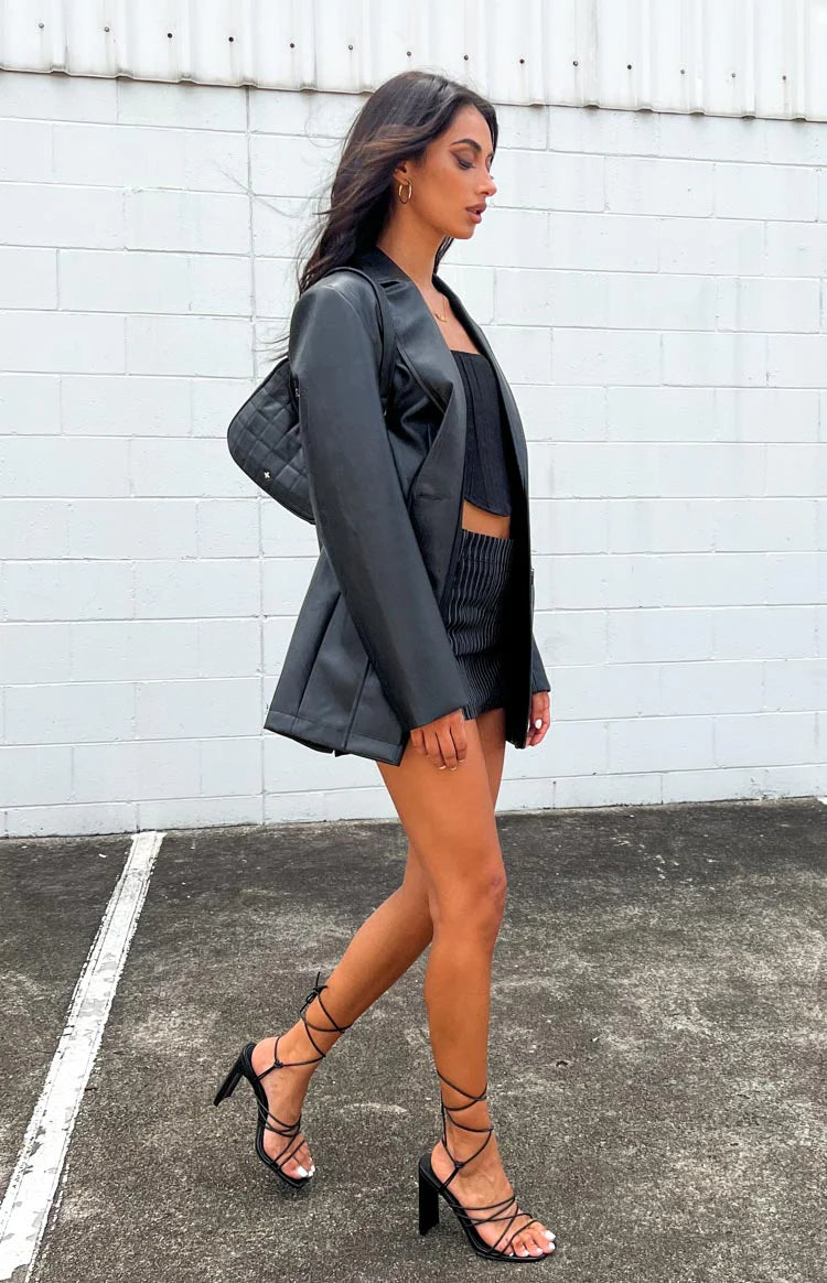 Galantis Black PU Blazer
