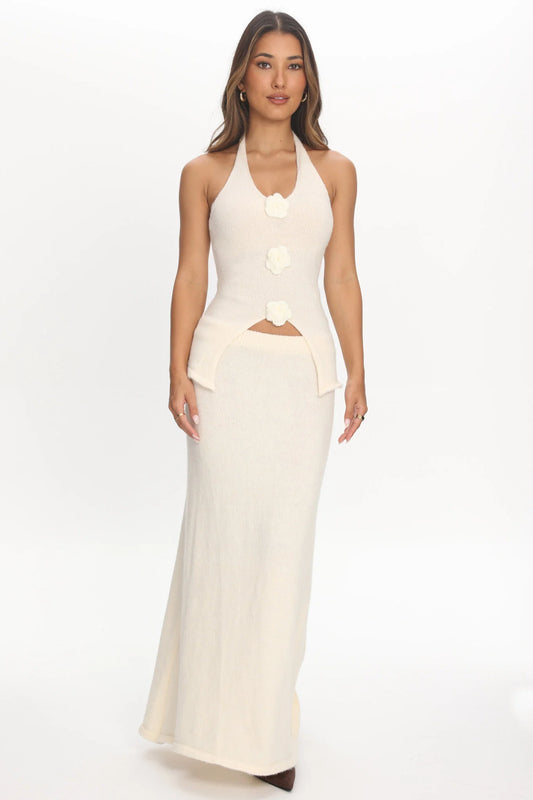 Duma Knit Maxi Skirt Cream