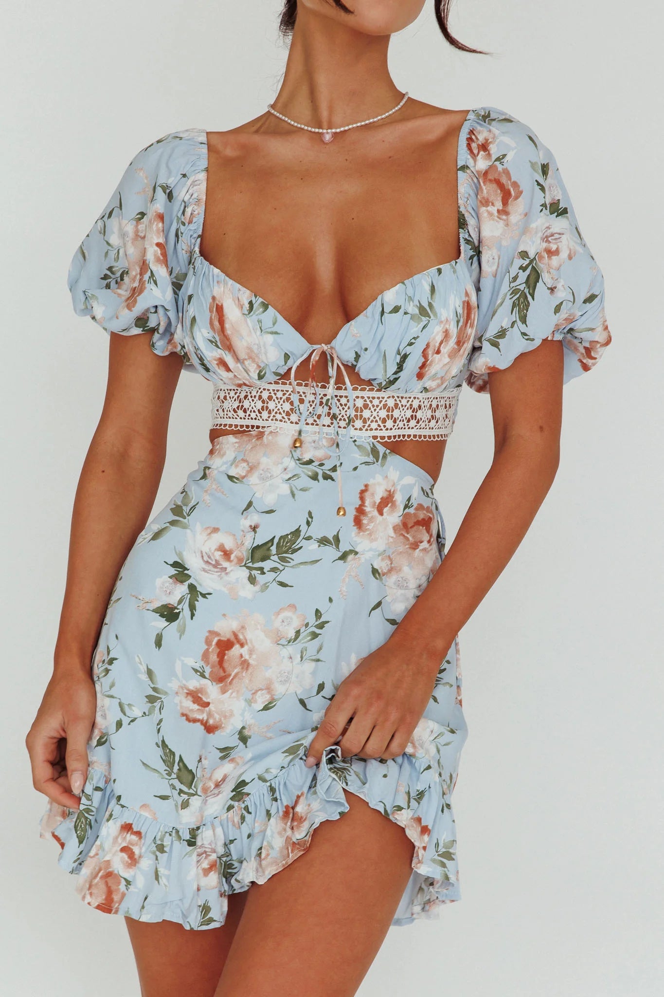 Sweet Romance Cut-Out Mini Dress Blue