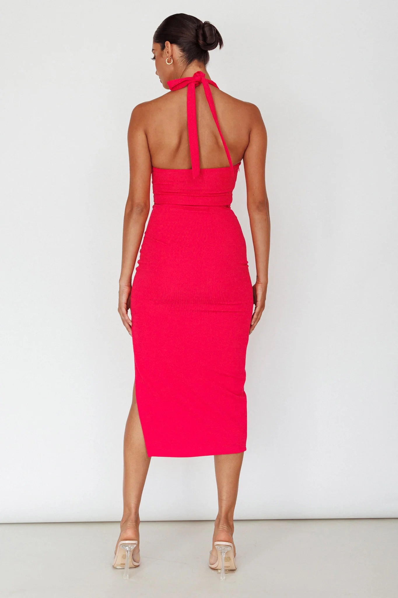 Crystal Skies Cut-Out Feature Midi Dress Fuchsia
