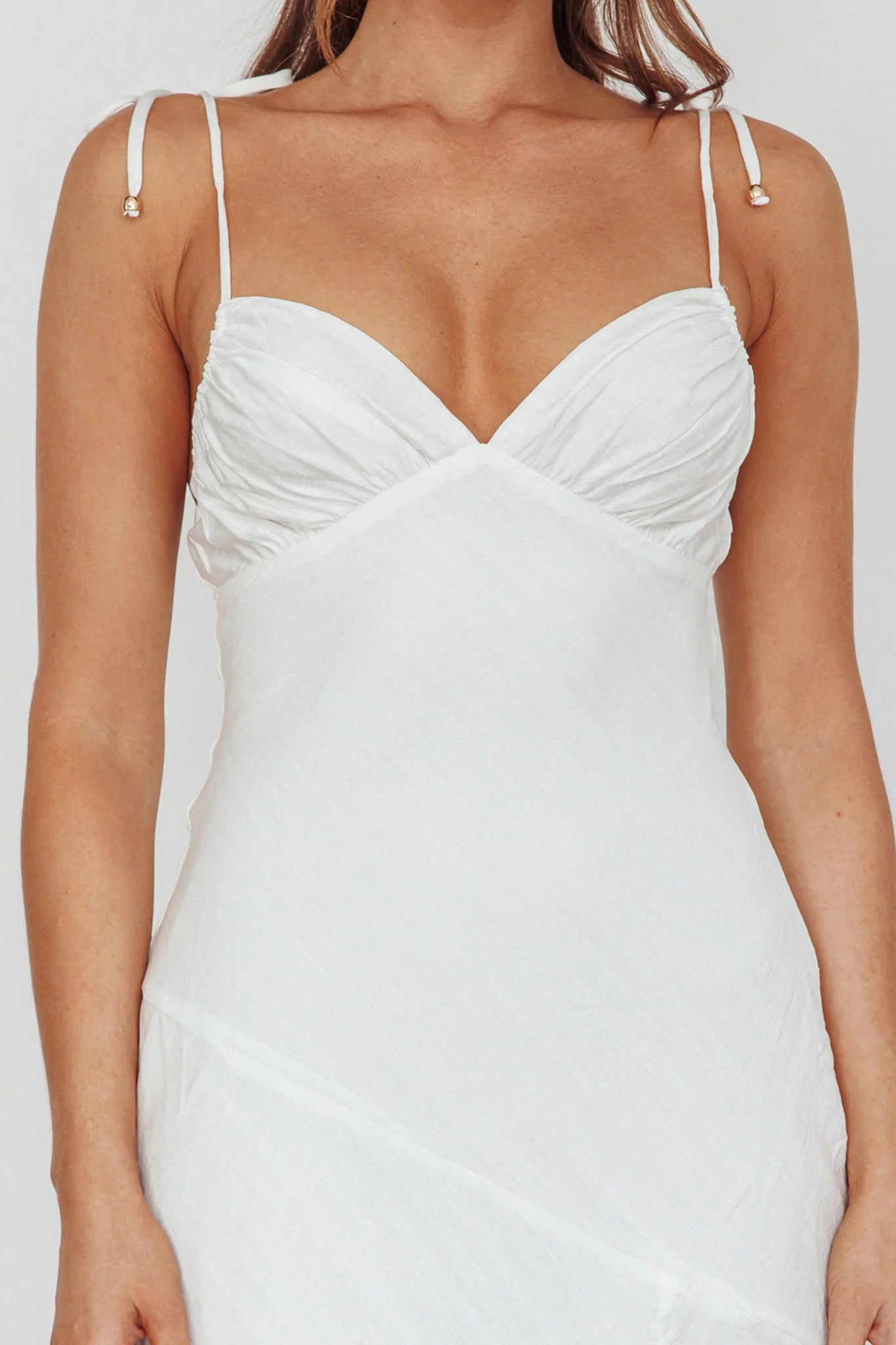 Clovelly Tied Shoulder Midi Dress White