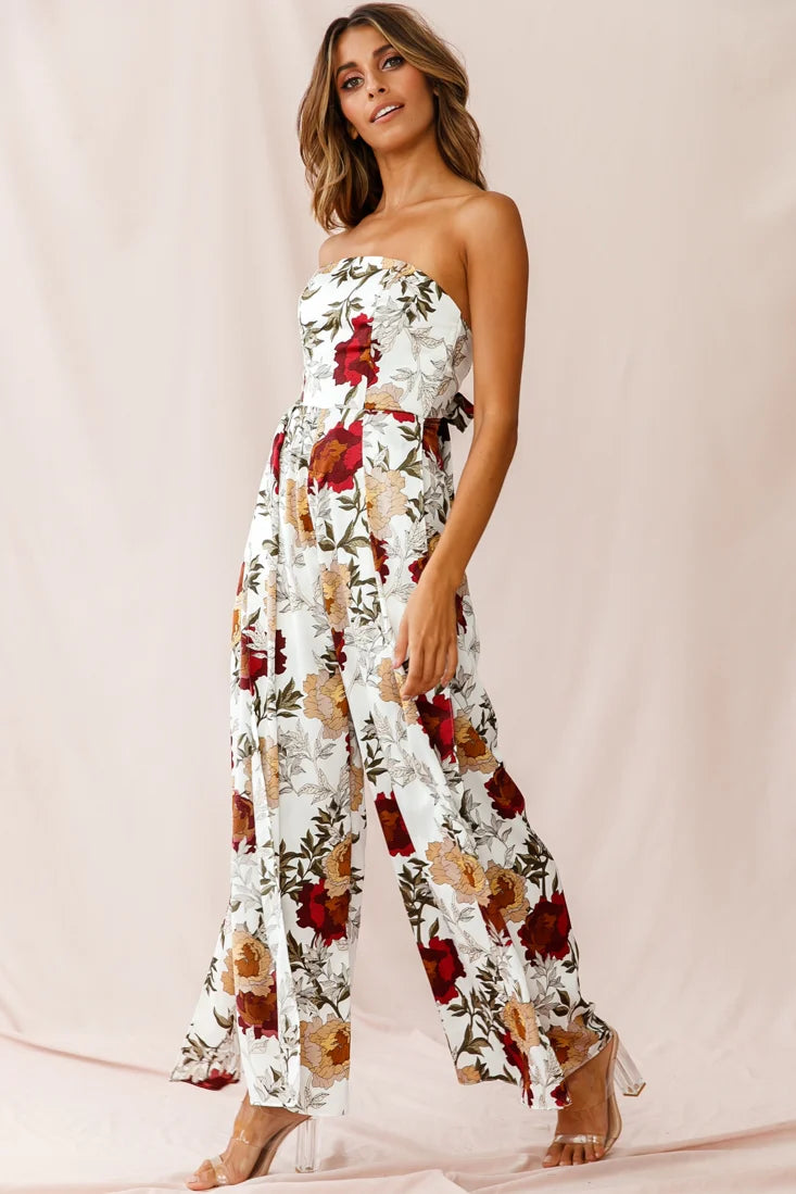 Yuzu Wide Leg Bandeau Jumpsuit White