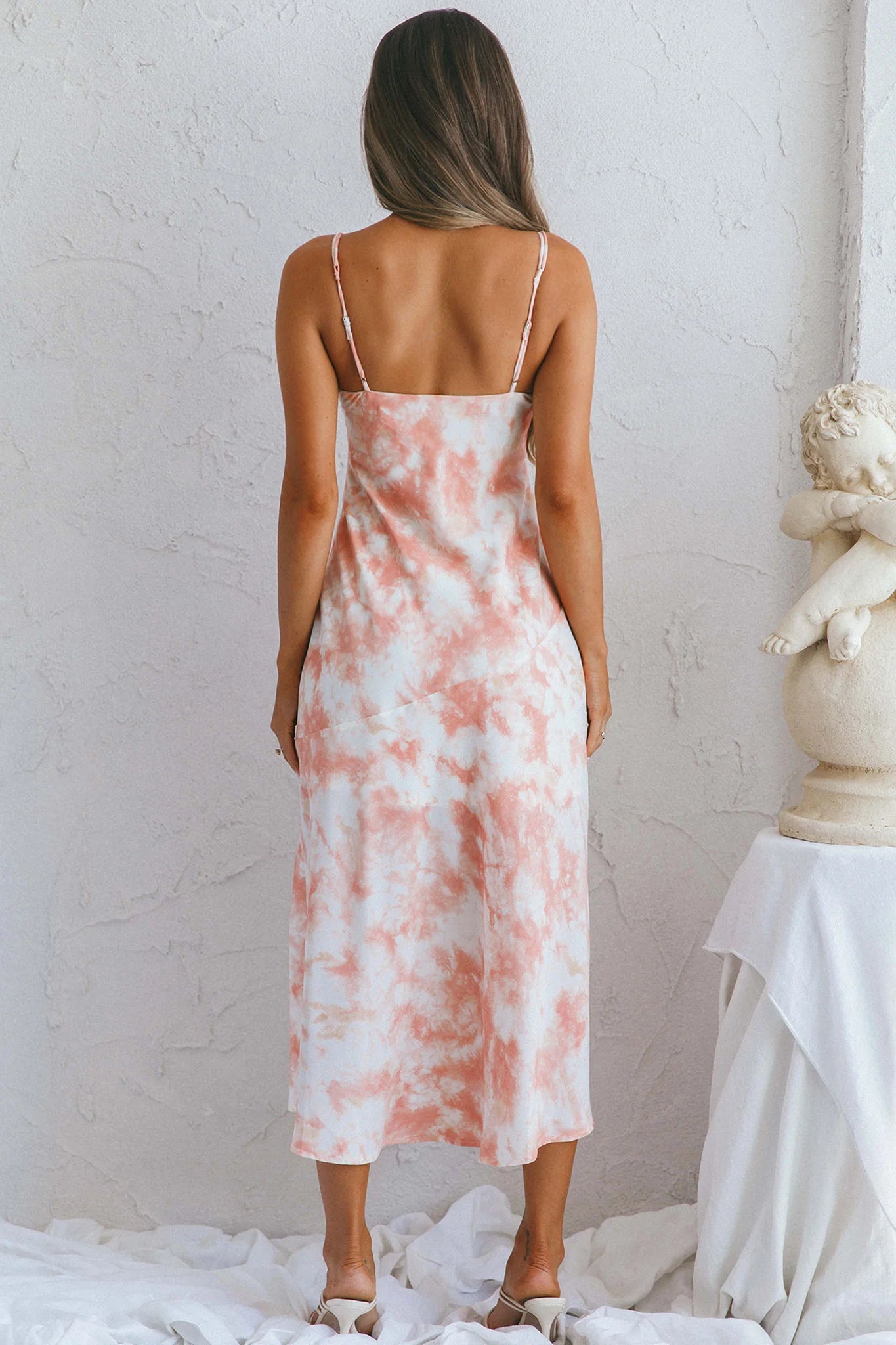 She Reigns Twist Bust Split Midi Dress Tie Dye Pink