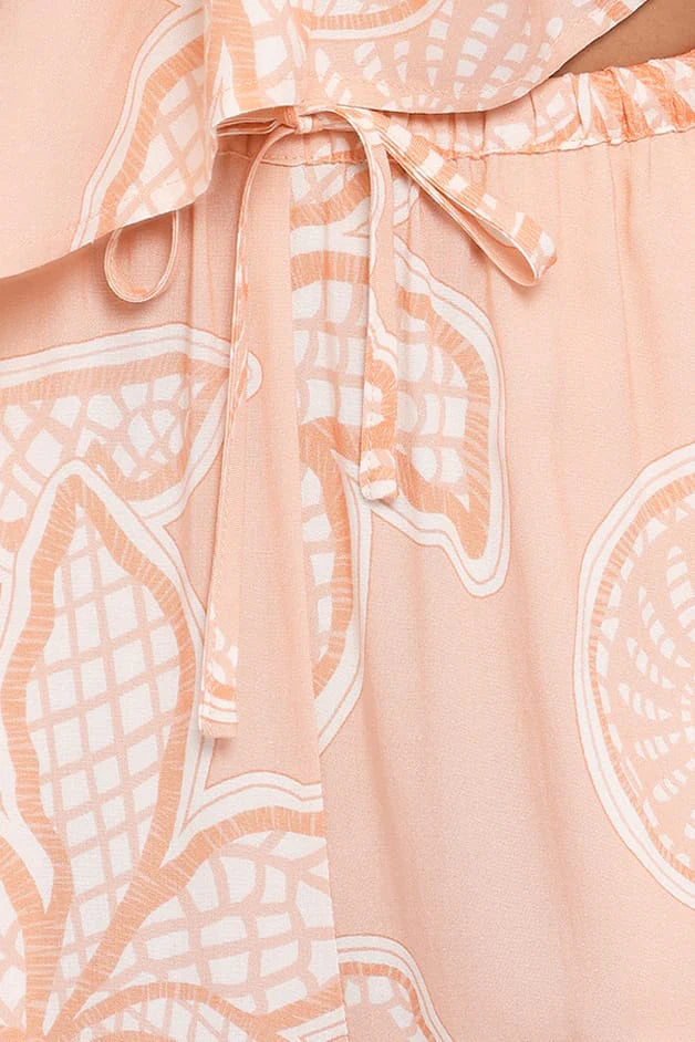Lira Tie Waist Pant - Peach Floral