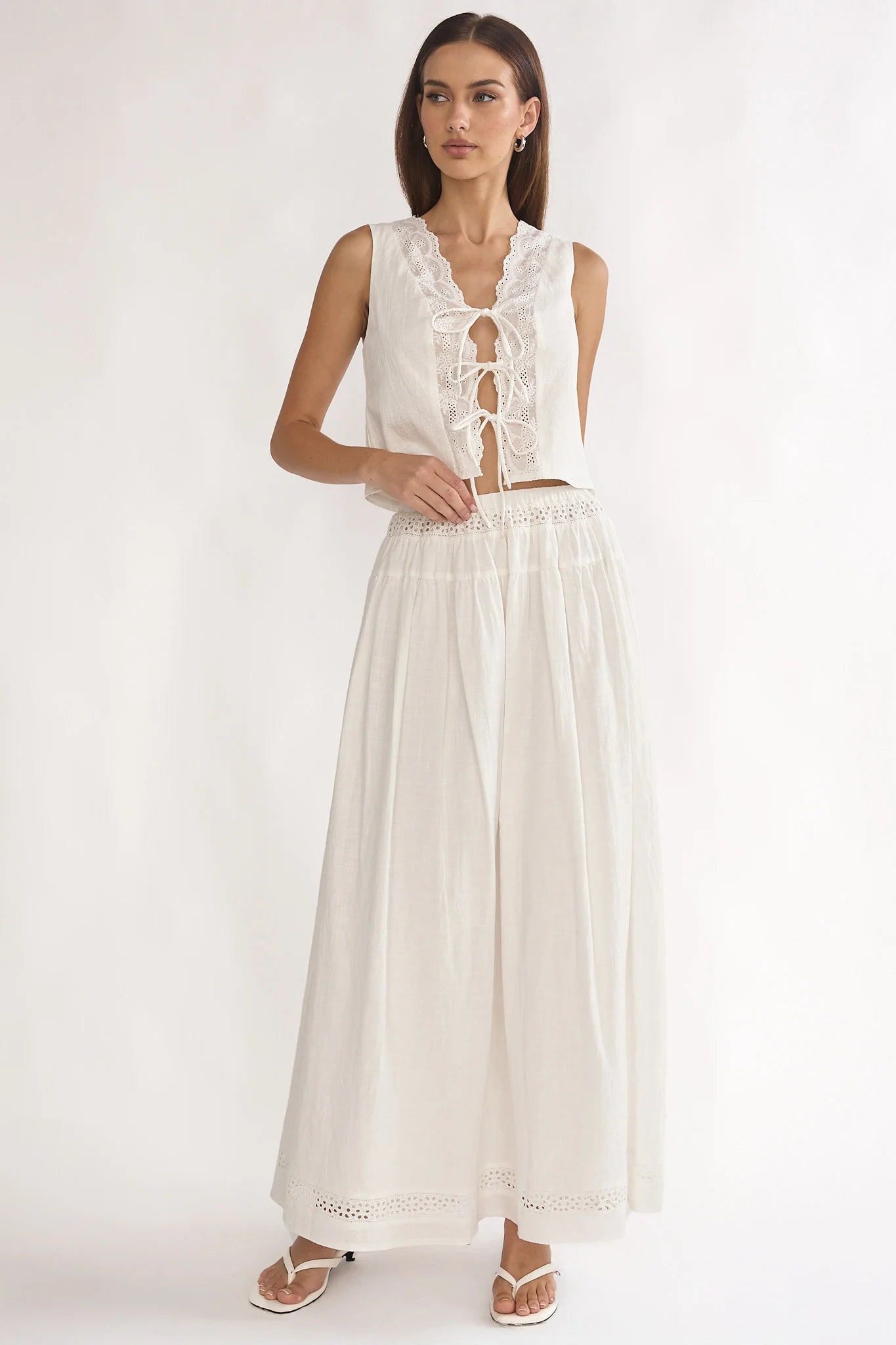 Beliza Lace Trim Skirt White