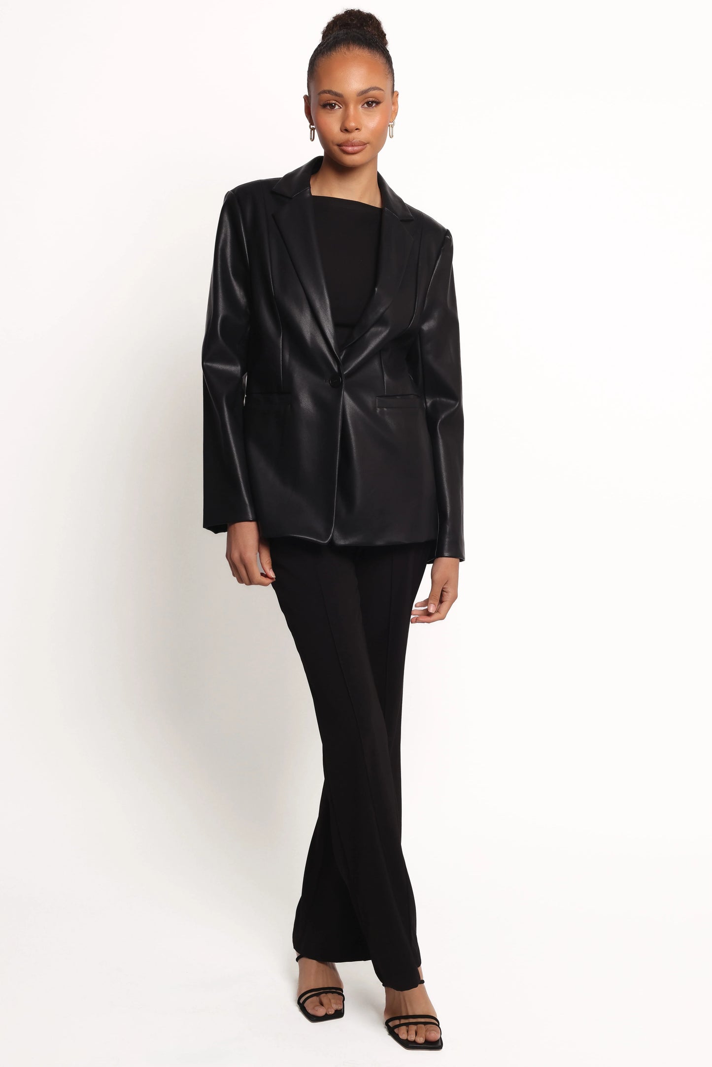 Jamie Faux Leather Blazer - Black