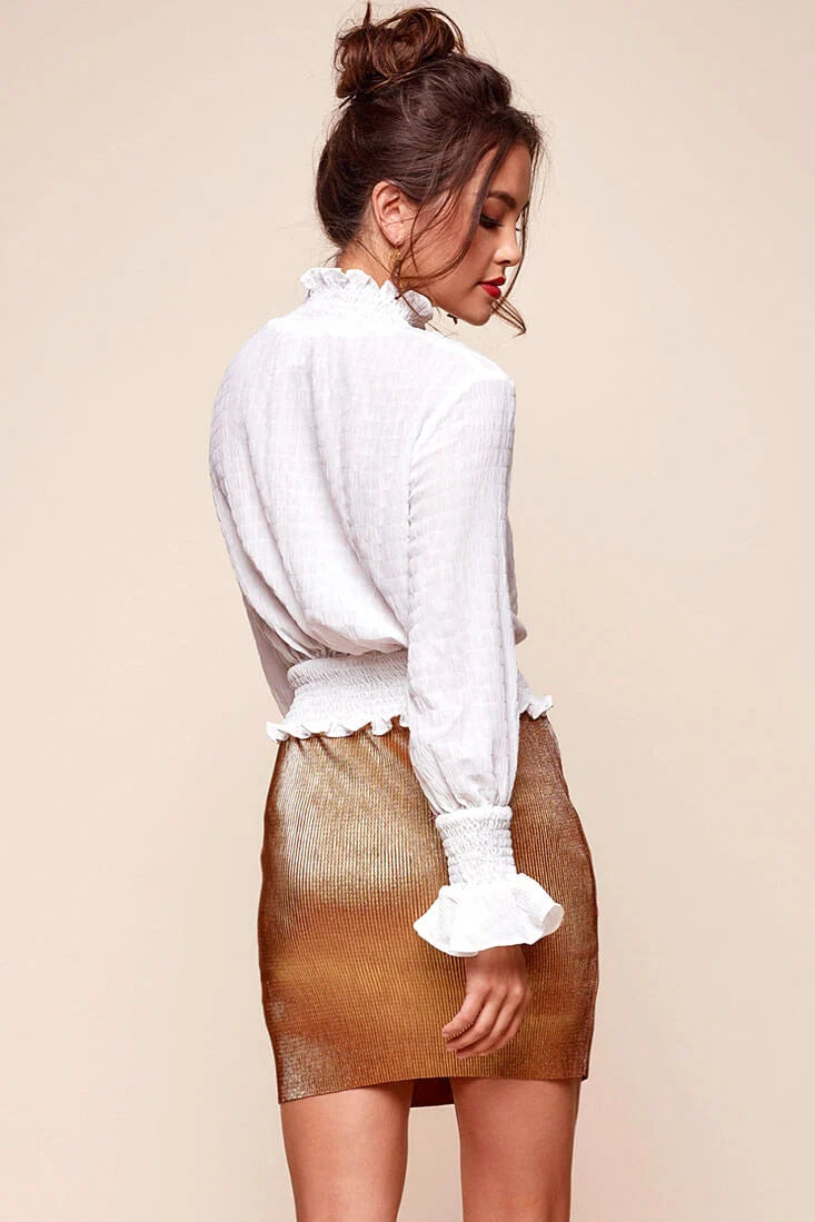 Nicole Cropped Puffy Top White