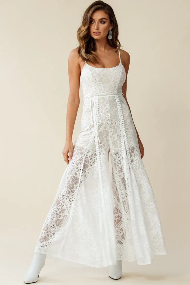 Palm Springs Lace Jumpsuit White