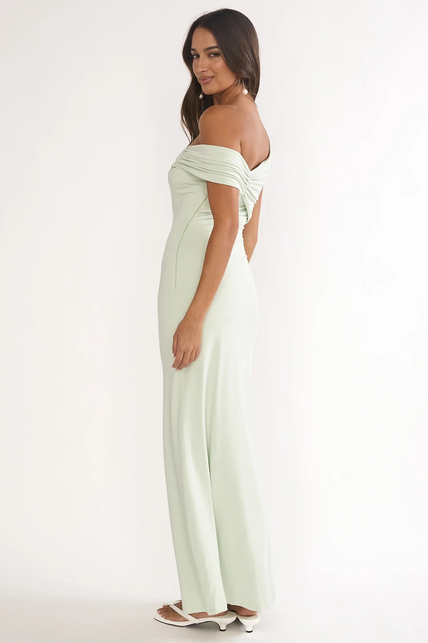 Tilda Asymmetric Neckline Maxi Dress Sage