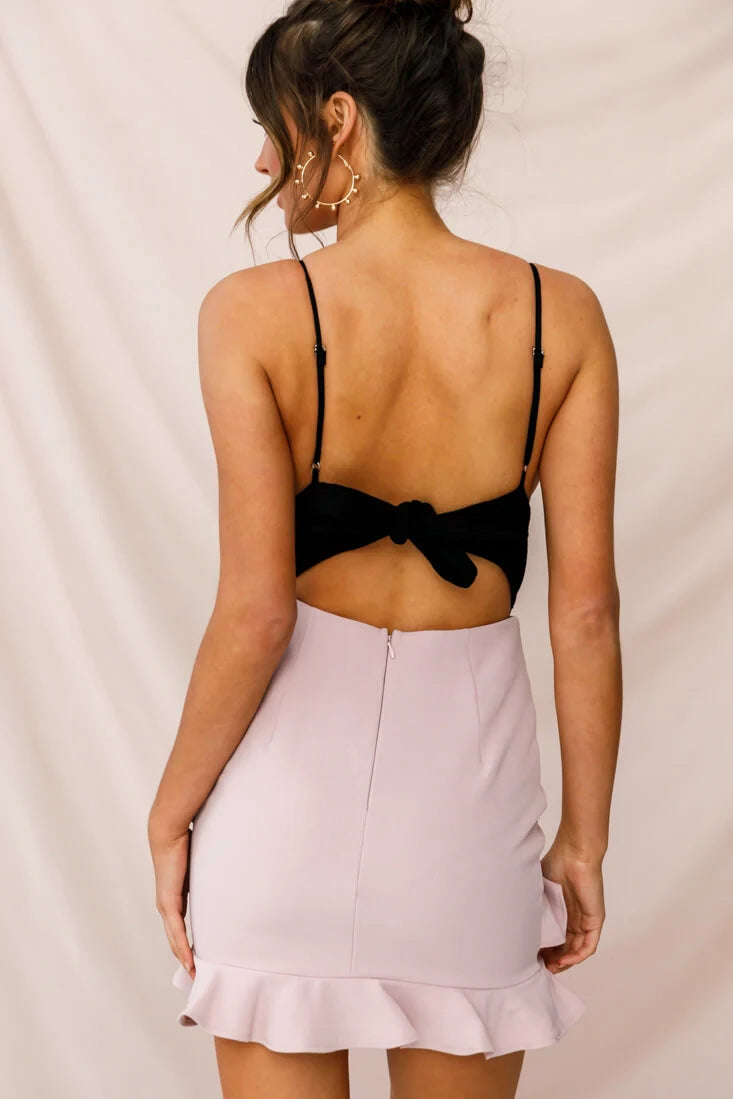 Sanctuary Tie Back Applique Bodysuit Black