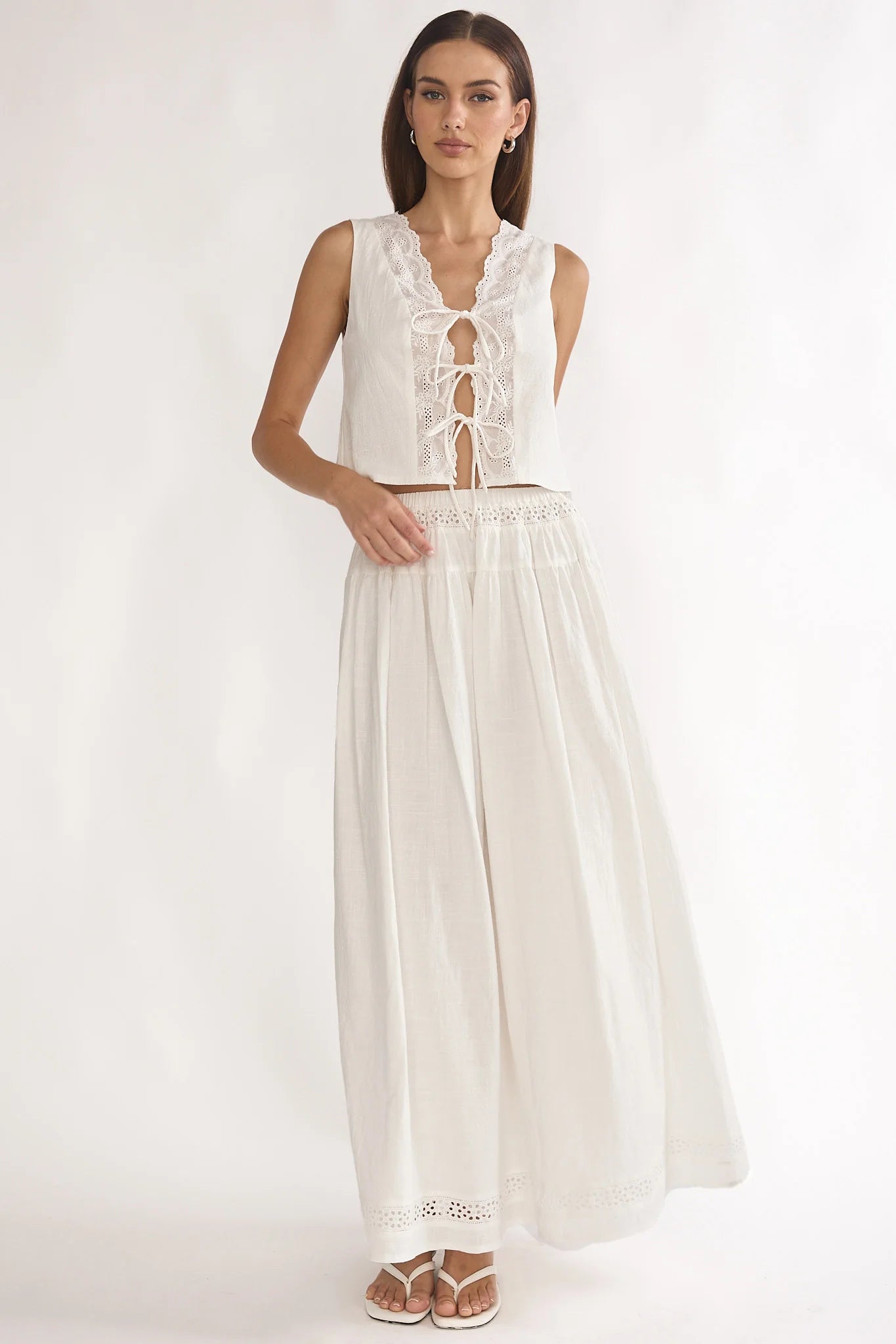 Beliza Lace Trim Skirt White
