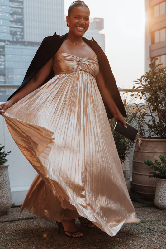 Faye Strapless Maxi Dress - Gold
