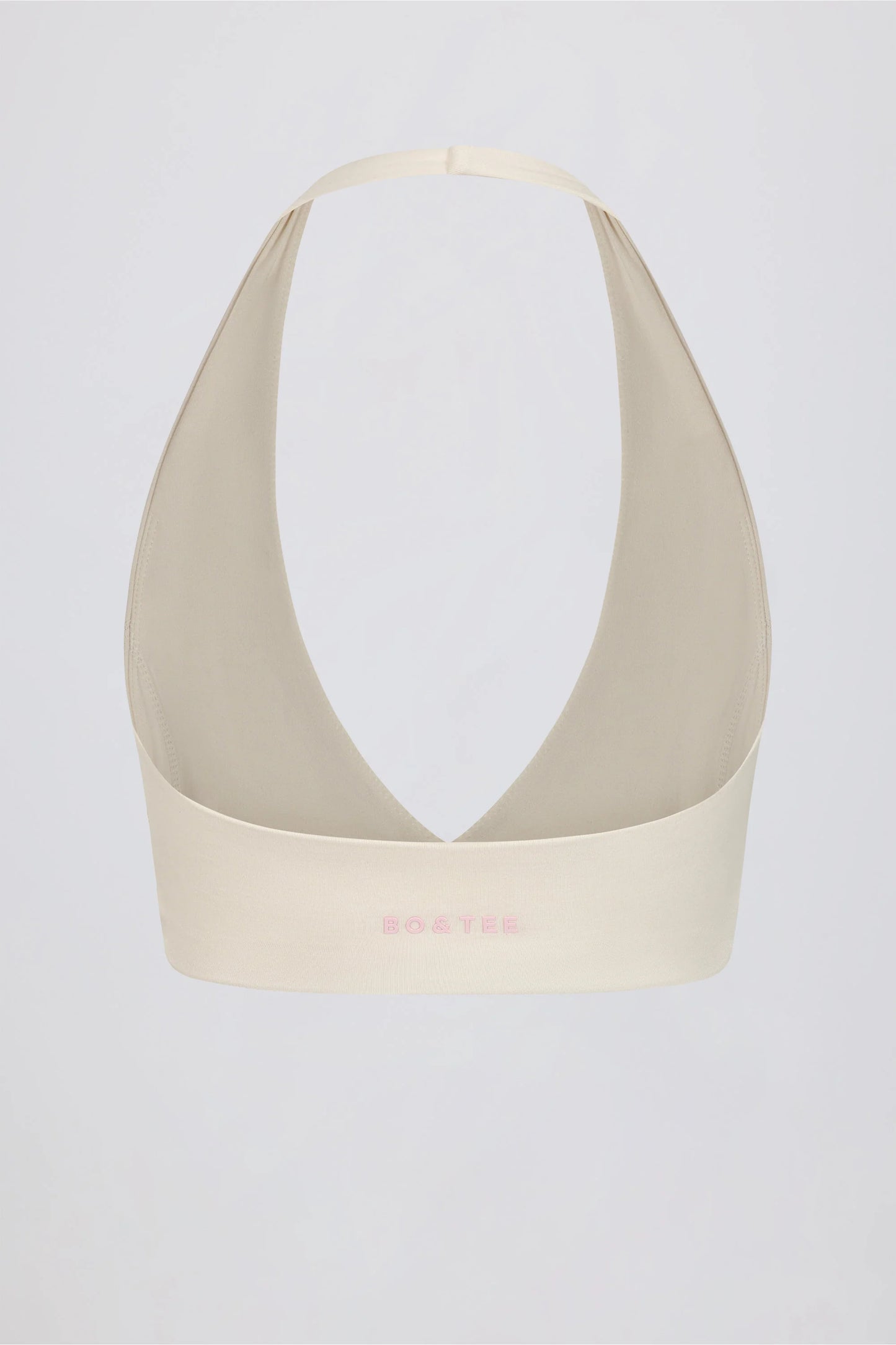 Brushed Jersey V-Neck Sports Bra in Ivory Marl