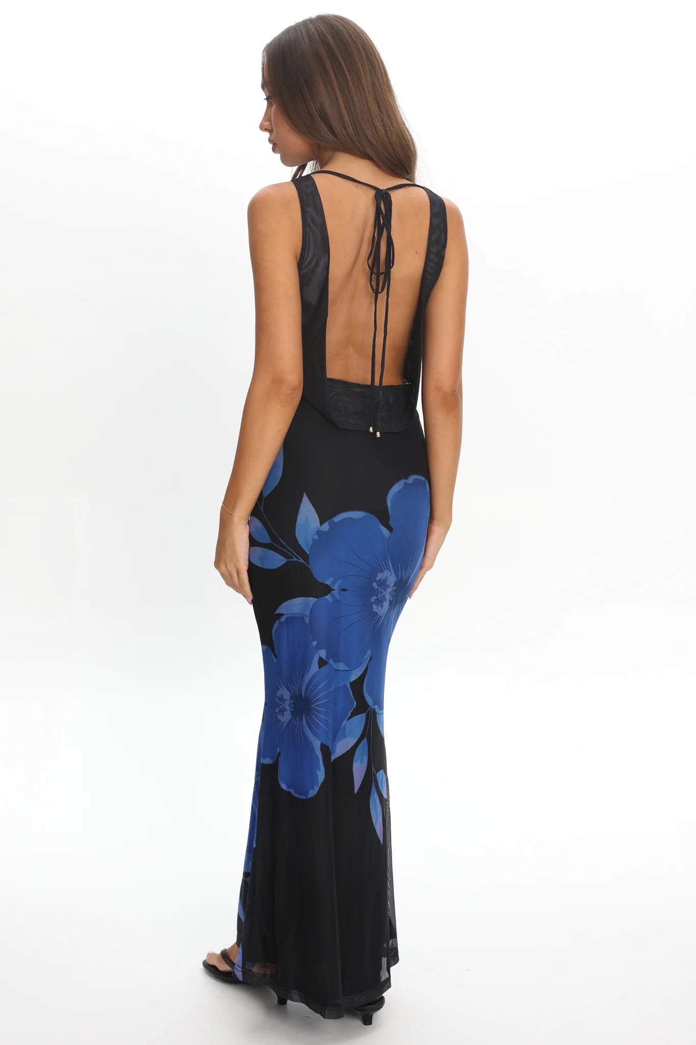 Cassiopeia Open Back Maxi Dress Hibiscus Blue