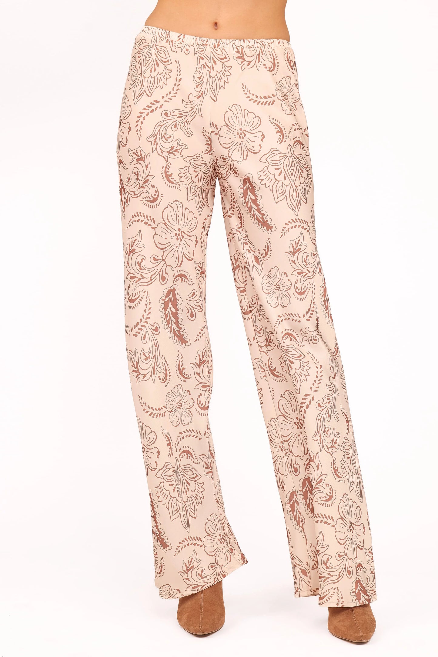 Rosalie Satin Pant - Brown Paisley