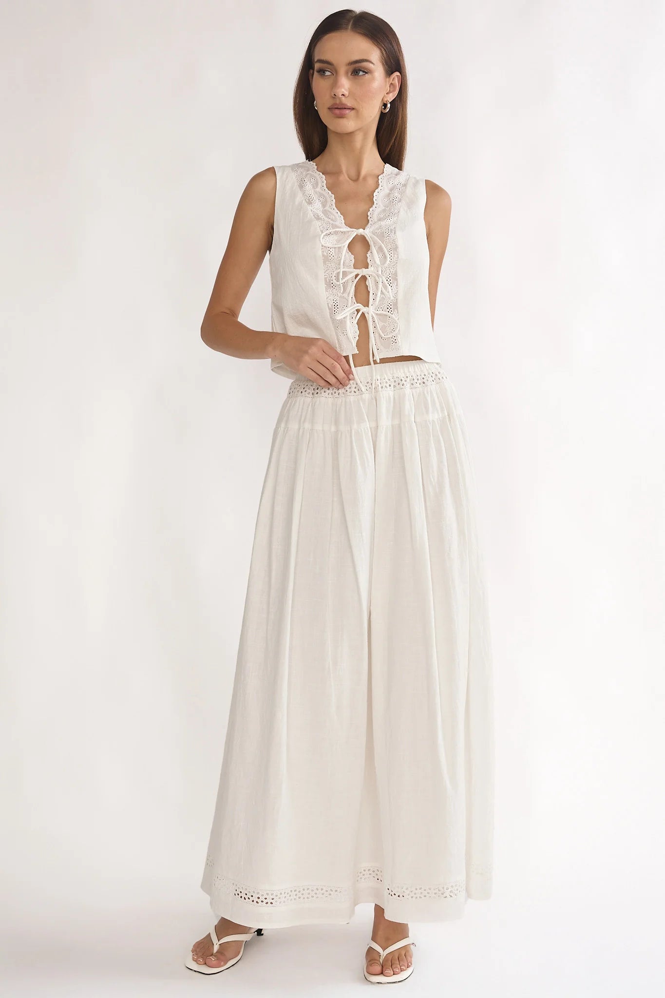 Beliza Tie Front Top White