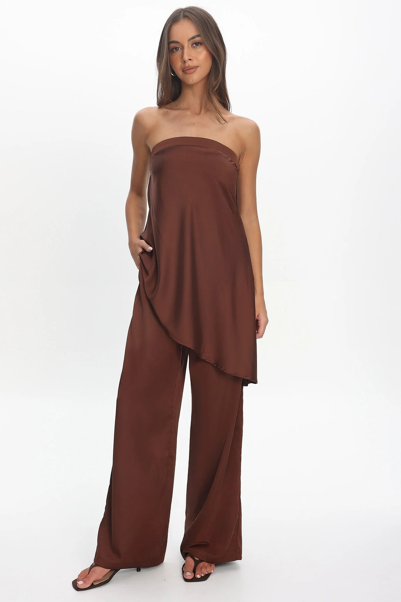 Danita Elastic Waist Pants Chocolate