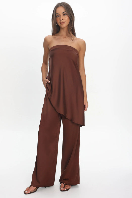 Danita Elastic Waist Pants Chocolate