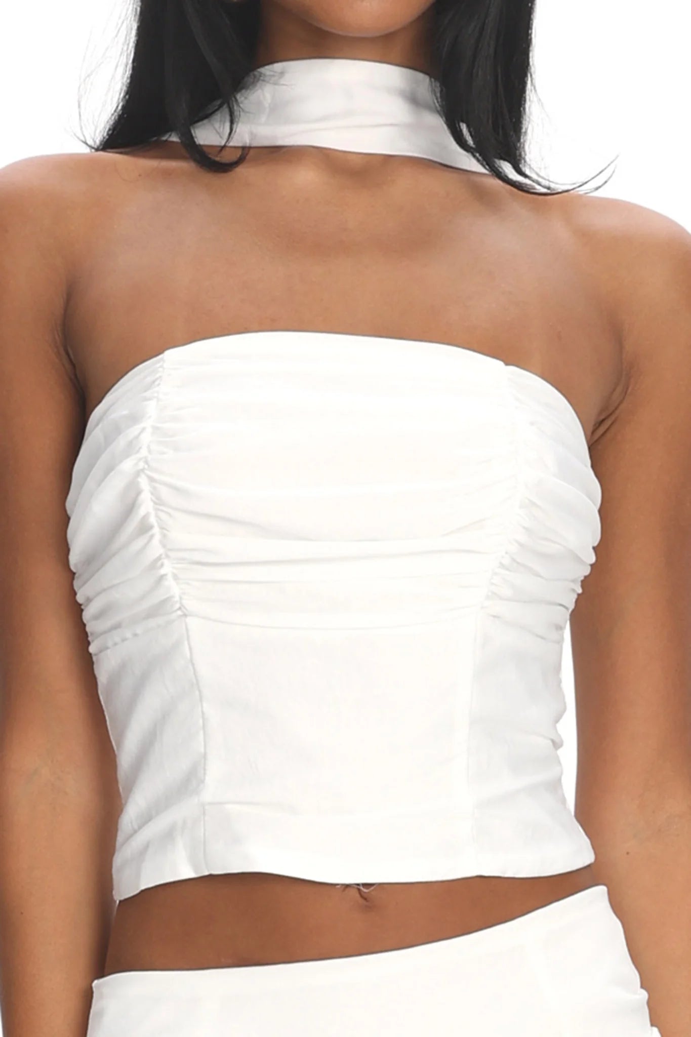 Charise Strapless Neck Tie Top Ivory