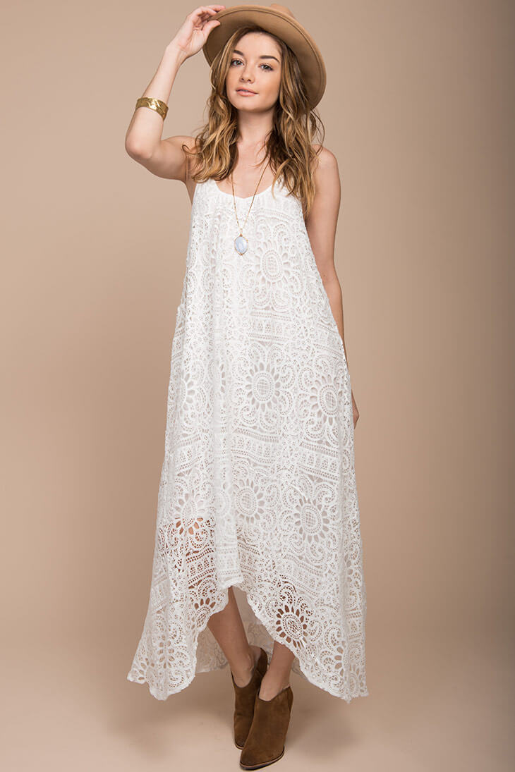 Aroura Crochet Maxi Dress White