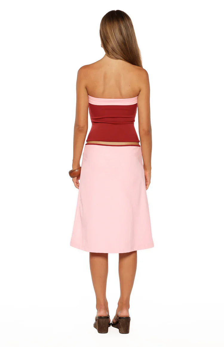 Orlanda Pink Strapless Contrast Top - PRE ORDER