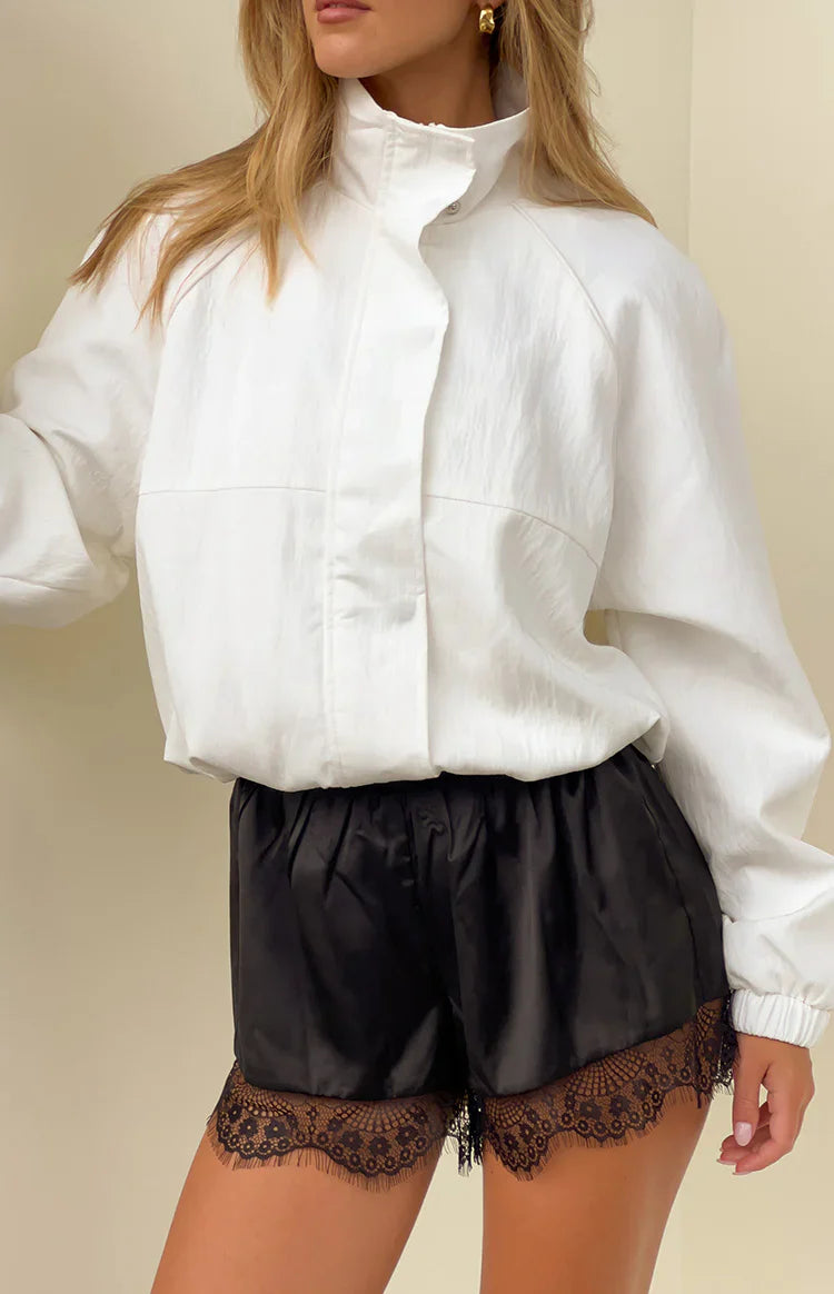 Enya Cream Funnel Neck Sports Jacket