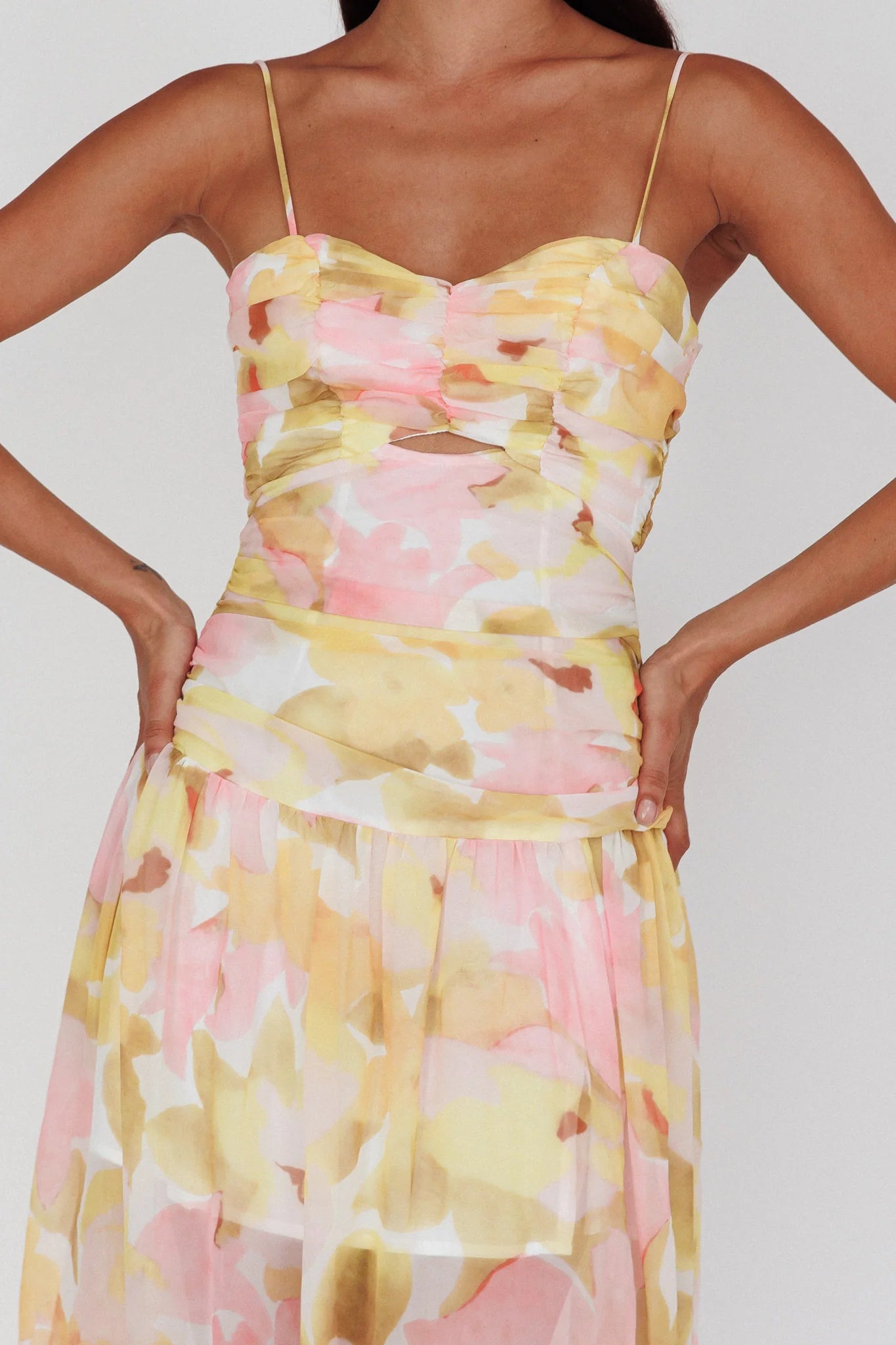 Stars Are Blind Tied Back Midi Dress Floral Pink