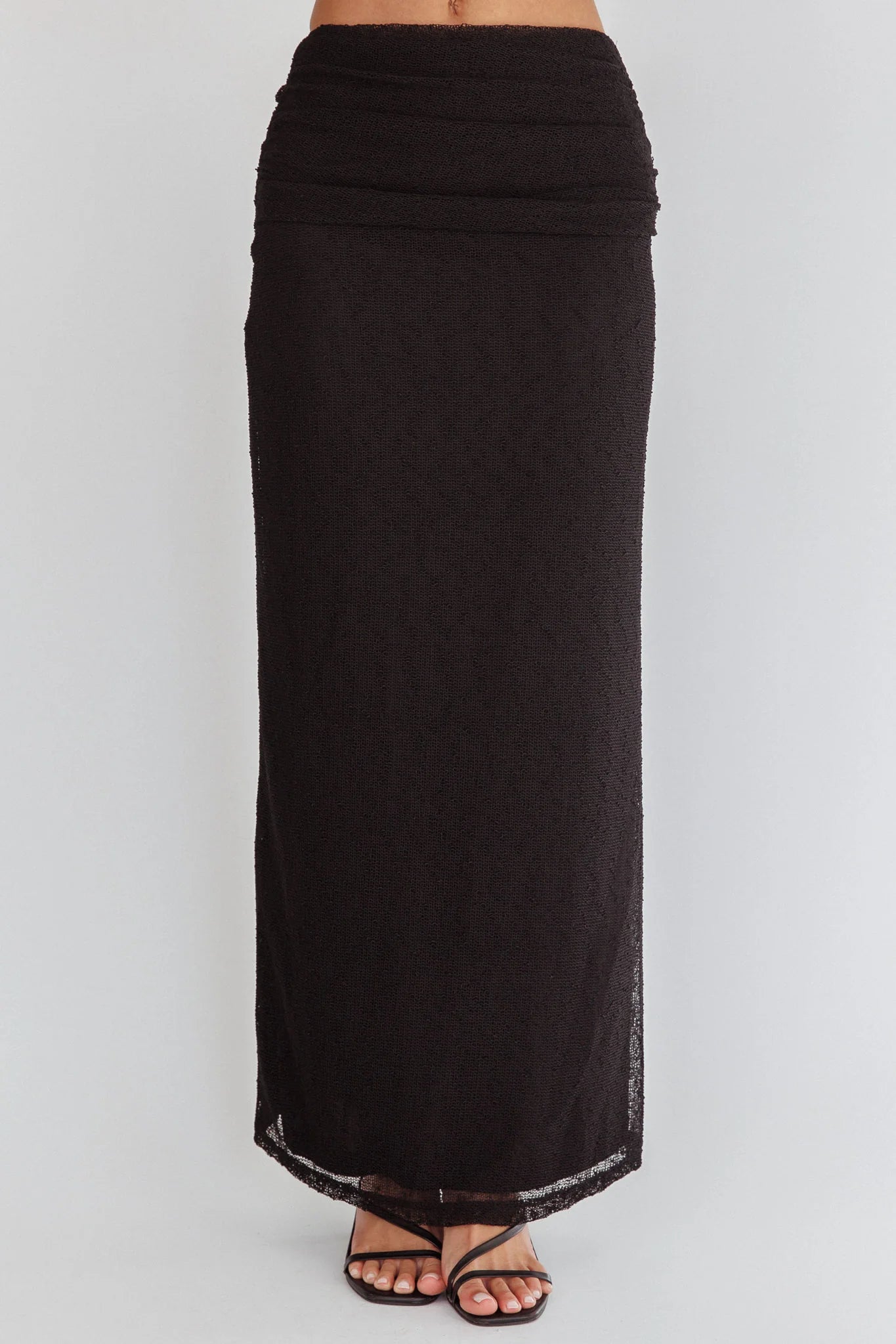 Alivya Ruched Side Maxi Skirt Black