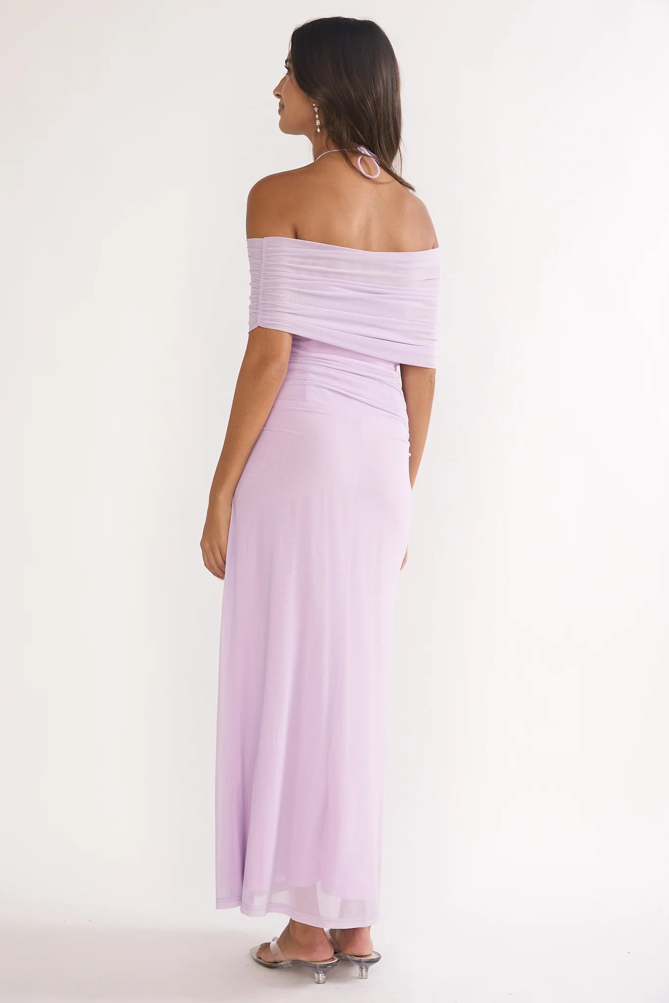 Carielle Off-Shoulder Halter Maxi Dress Lilac