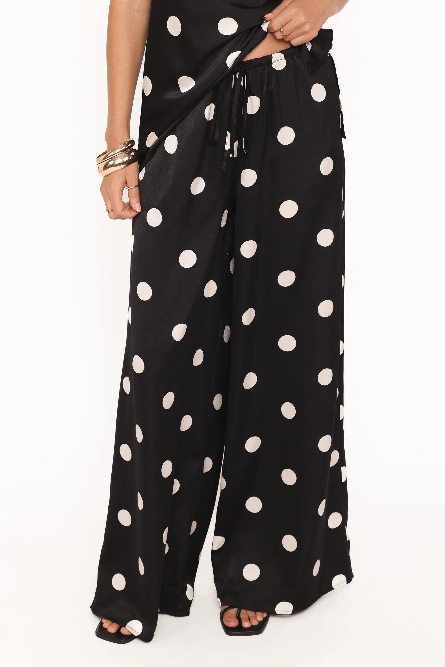 Belinda Drawstring Pant - Black/Cream