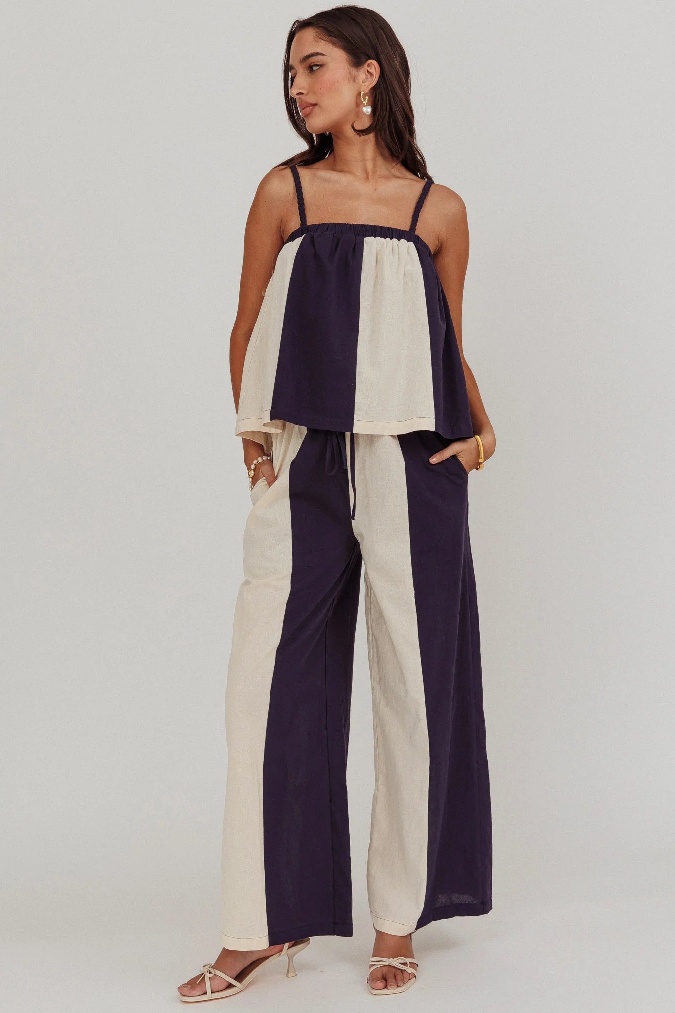 Dream Girl Braided Strap Contrast Top Midnight