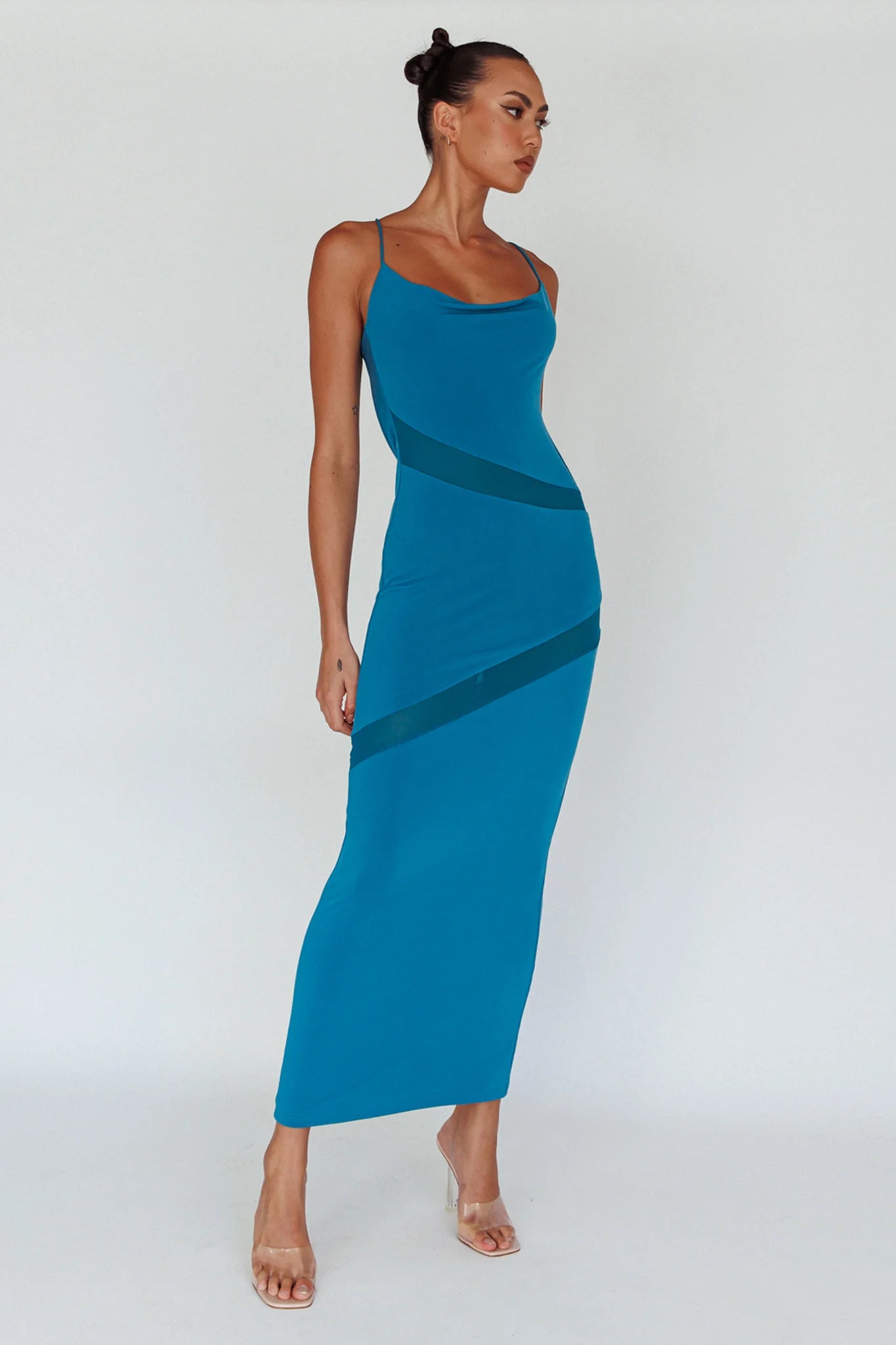 Sun Kissed Cowl Tied Back Maxi Dress Teal