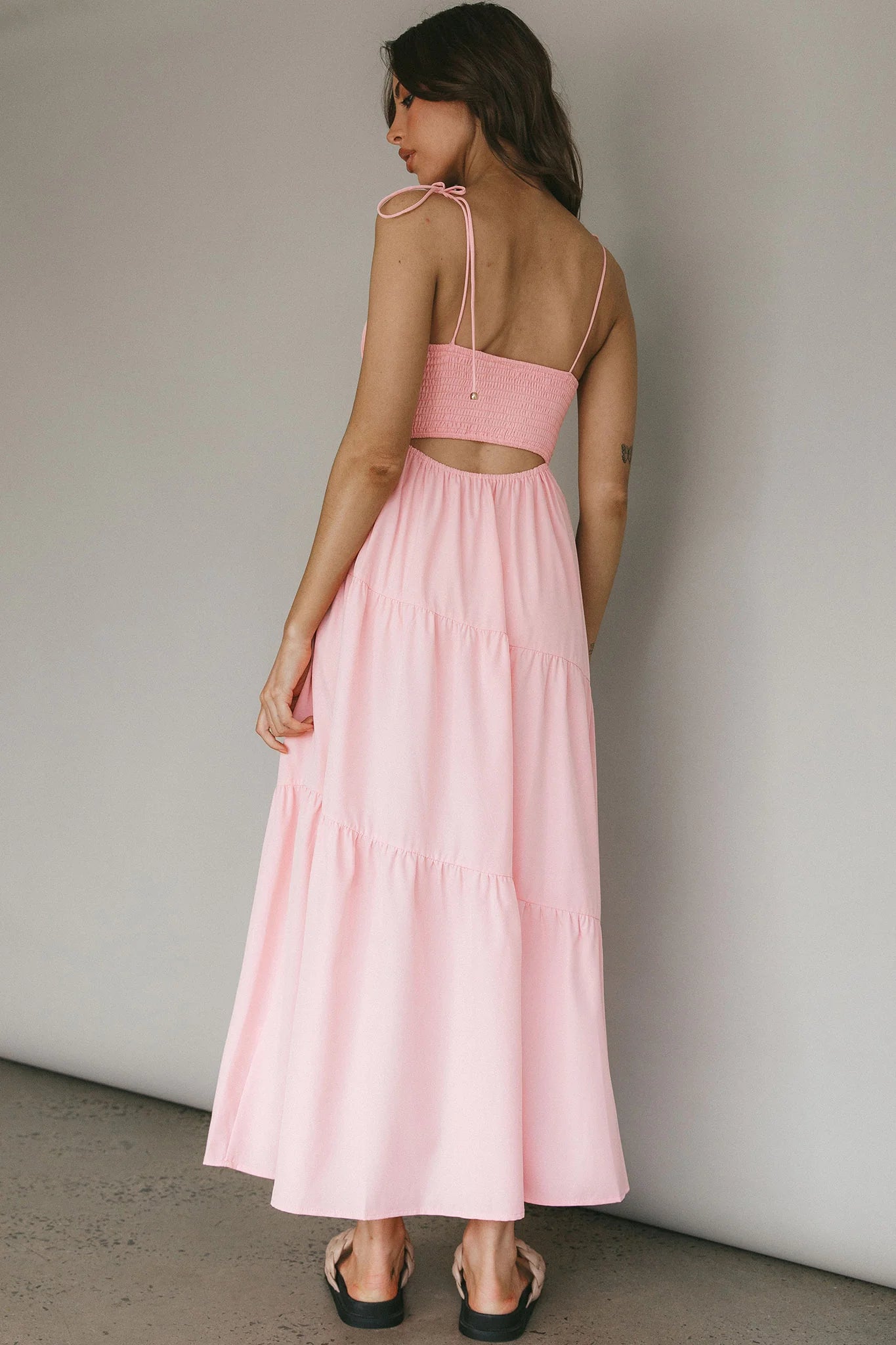New Light Tied Shoulder Maxi Dress Blush