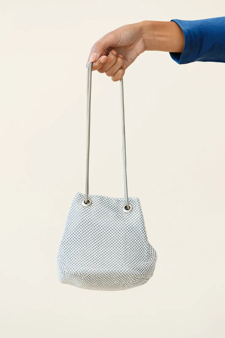 Own The Night Diamante Mesh Bag Silver