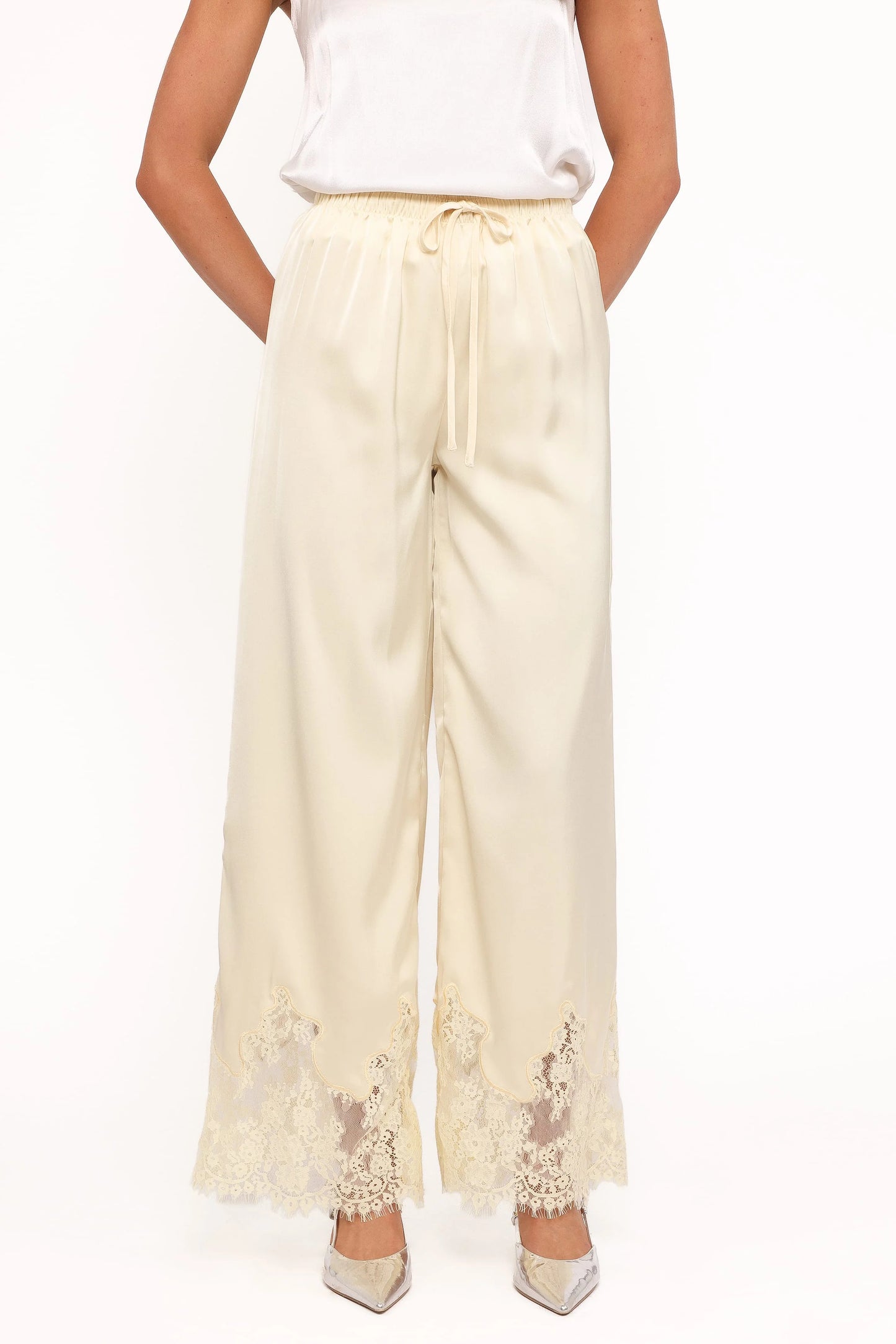 Viola Drawstring Wide Leg Pant - Yellow