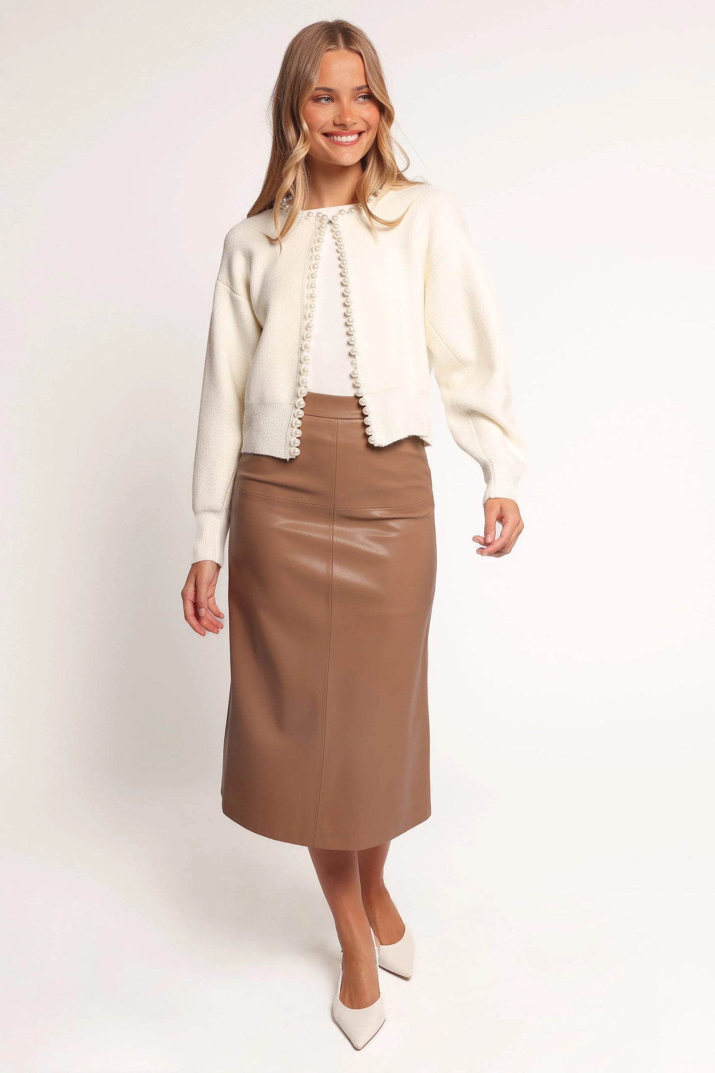 Bloom Pearl Knit Cardigan - Cream